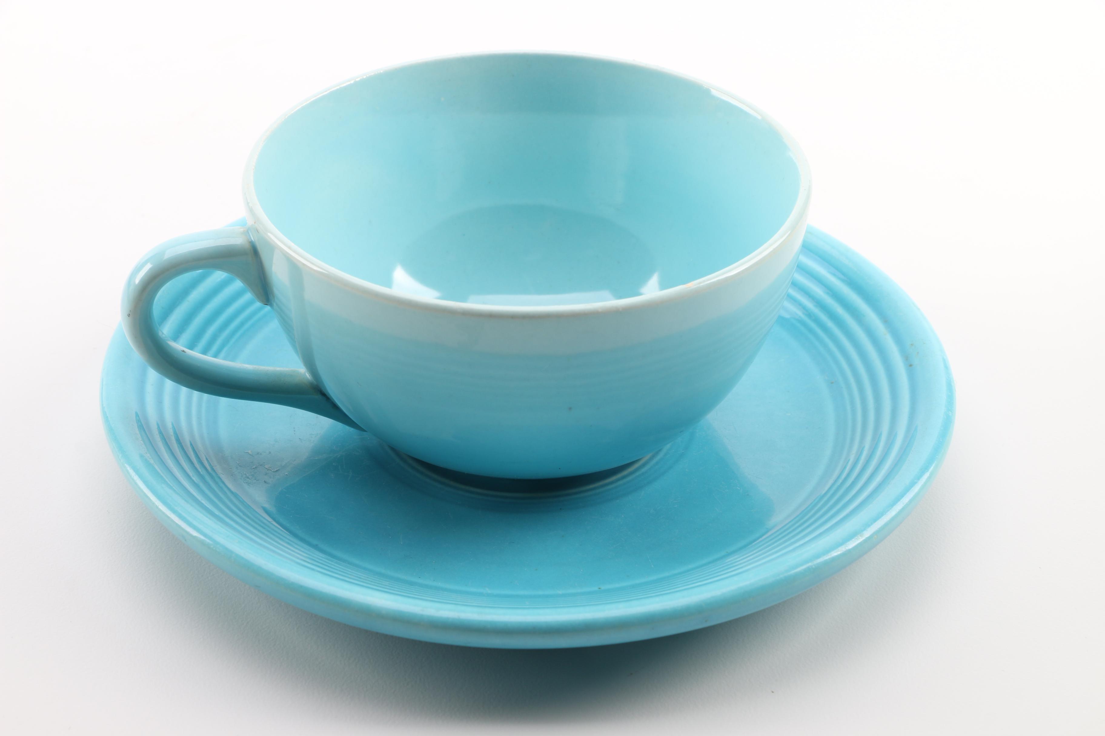 Homer Laughlin "Fiesta" and Bauer Pottery Ceramic Cups and Saucers