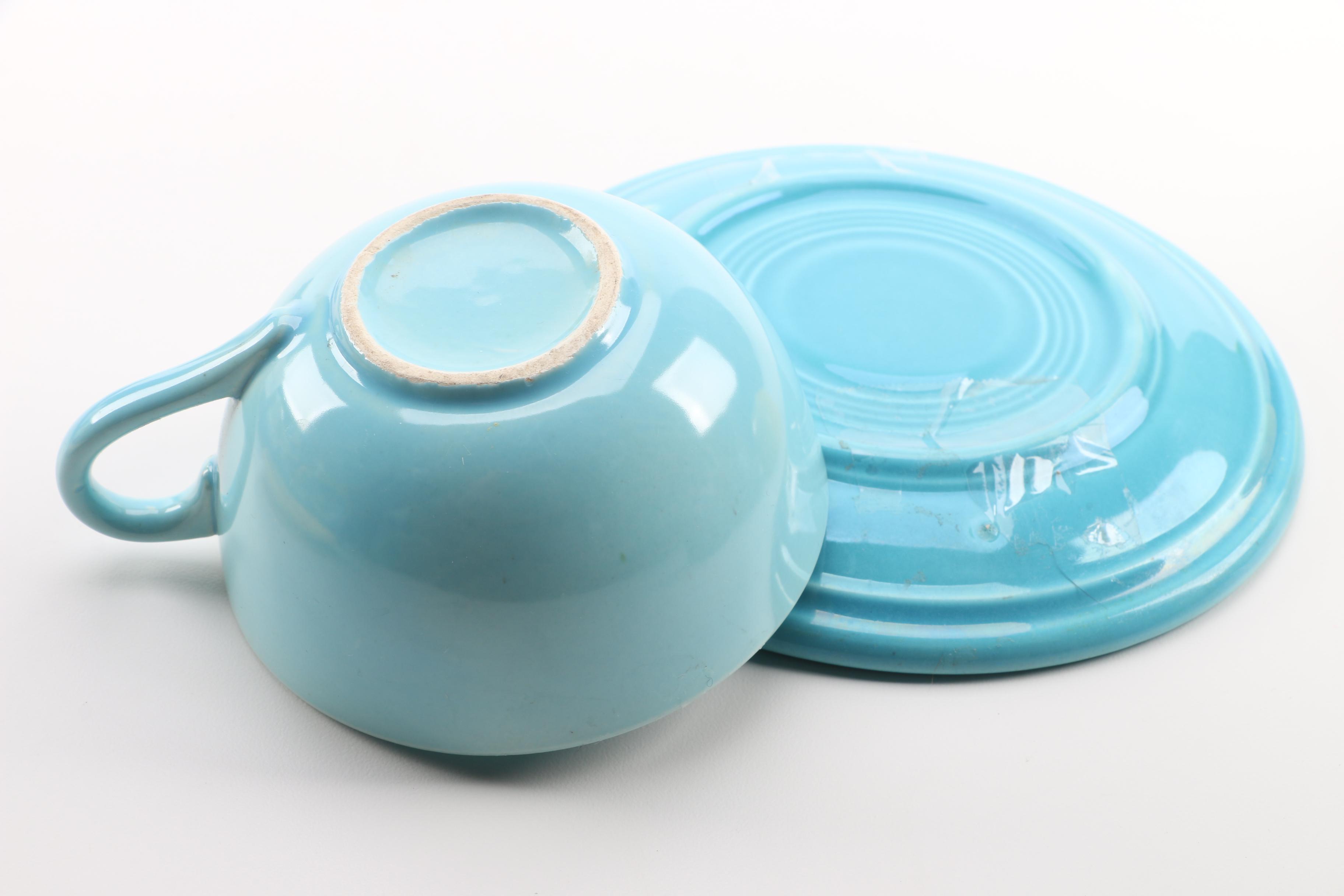 Homer Laughlin "Fiesta" and Bauer Pottery Ceramic Cups and Saucers