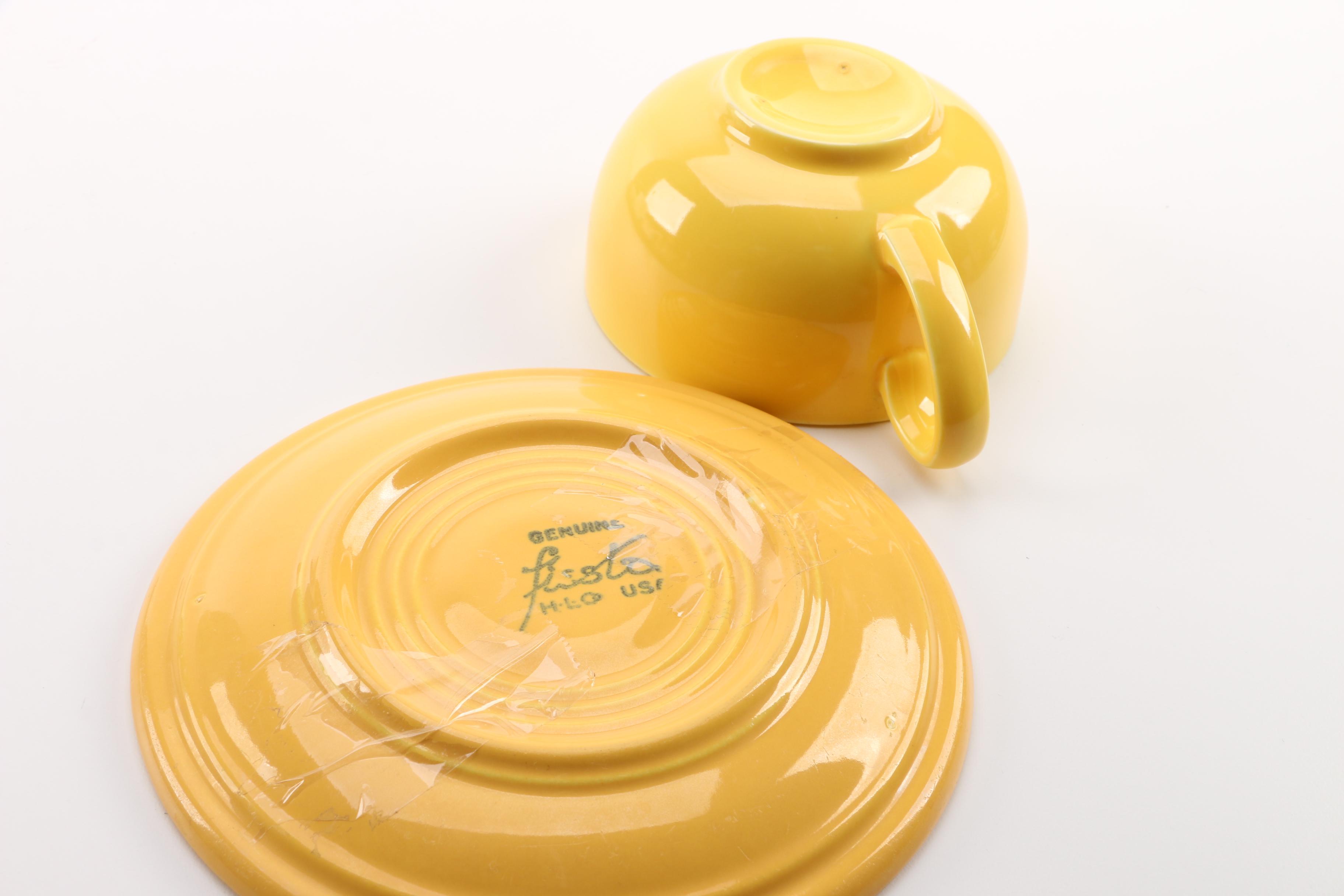 Homer Laughlin "Fiesta" and Bauer Pottery Ceramic Cups and Saucers