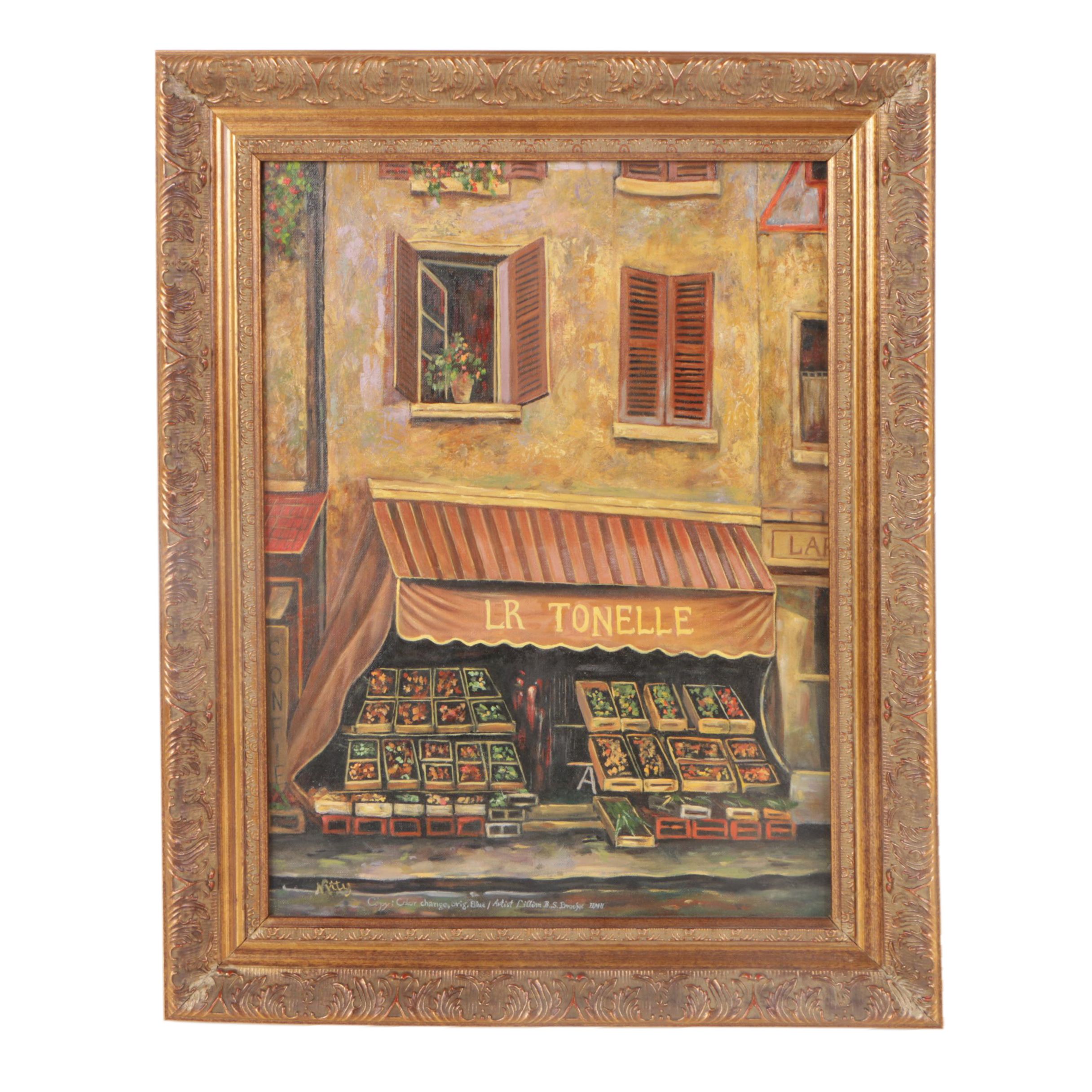 Nitty Oil Painting of a Grocery Storefront