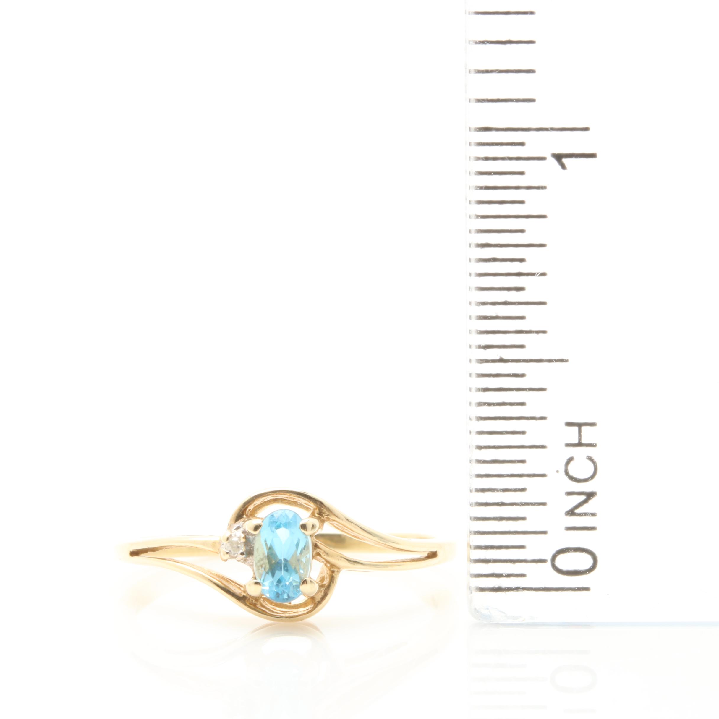 10K Yellow Gold Ruby, Topaz, and Diamond Rings