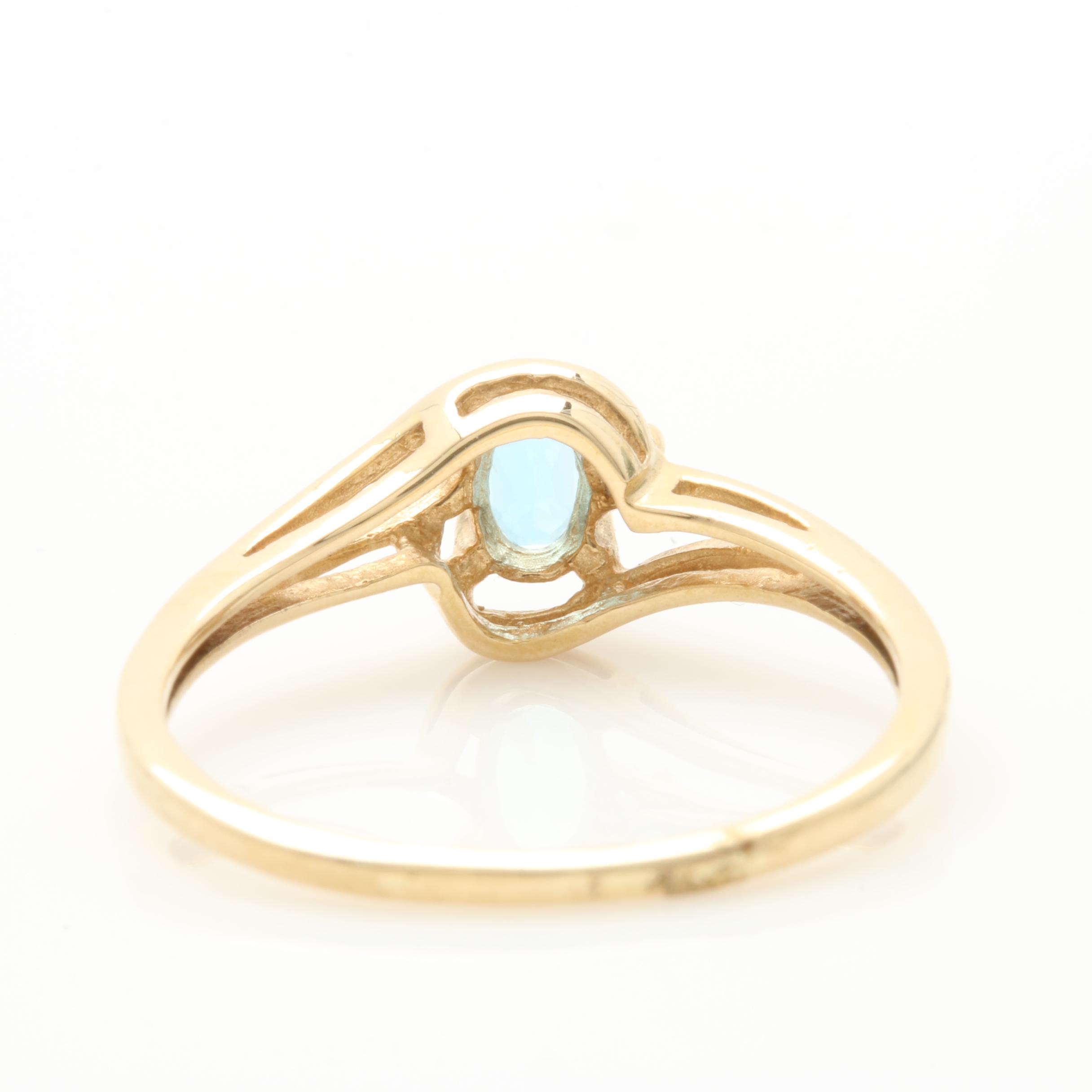 10K Yellow Gold Ruby, Topaz, and Diamond Rings