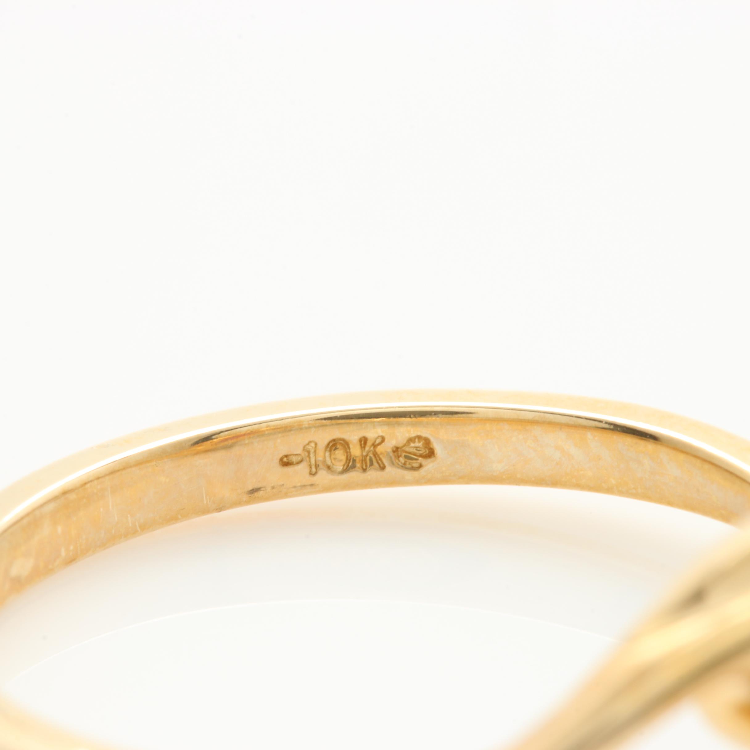 10K Yellow Gold Ruby, Topaz, and Diamond Rings