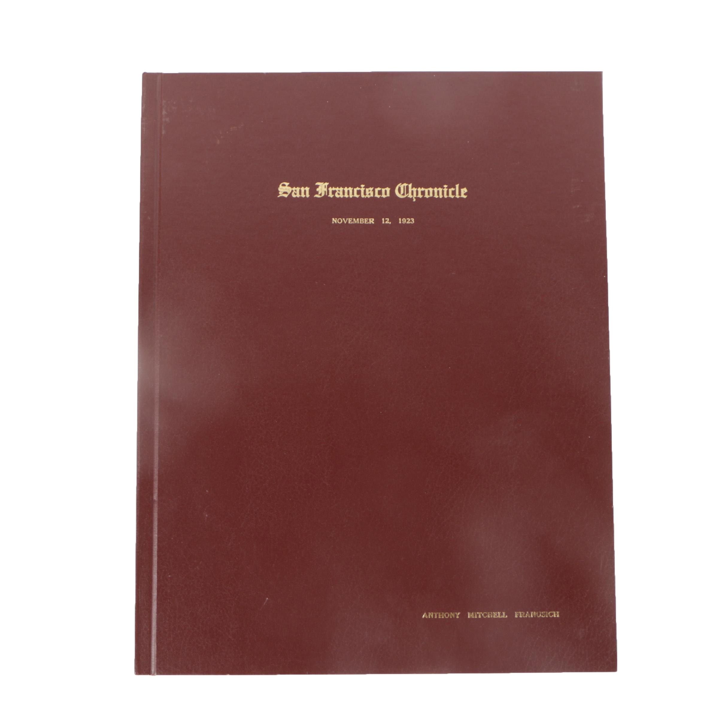 Bound 1923 "San Francisco Chronicle" Newspaper with CoA
