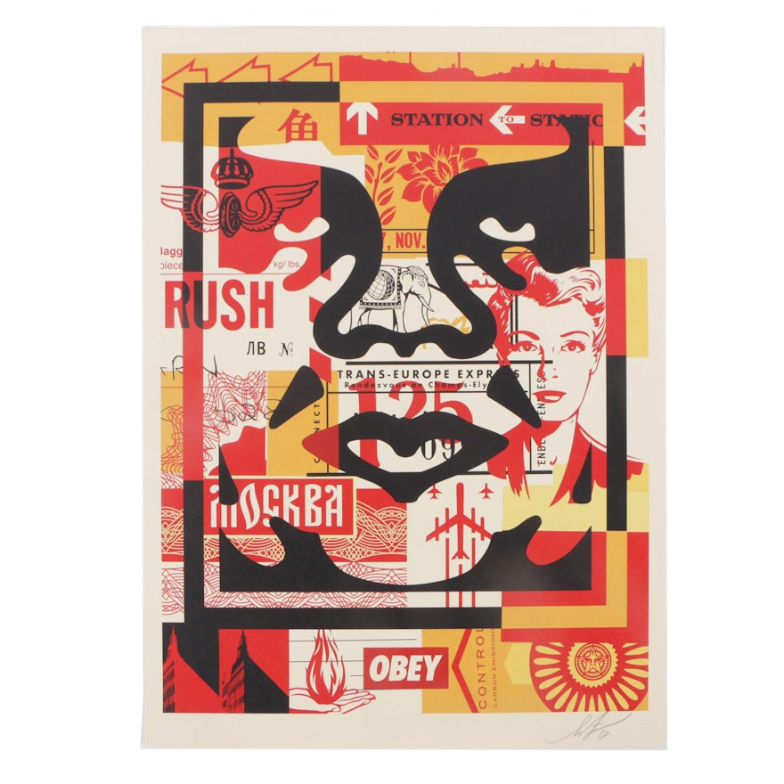 Shepard Fairey Offset Print "Obey 3-Face Collage"