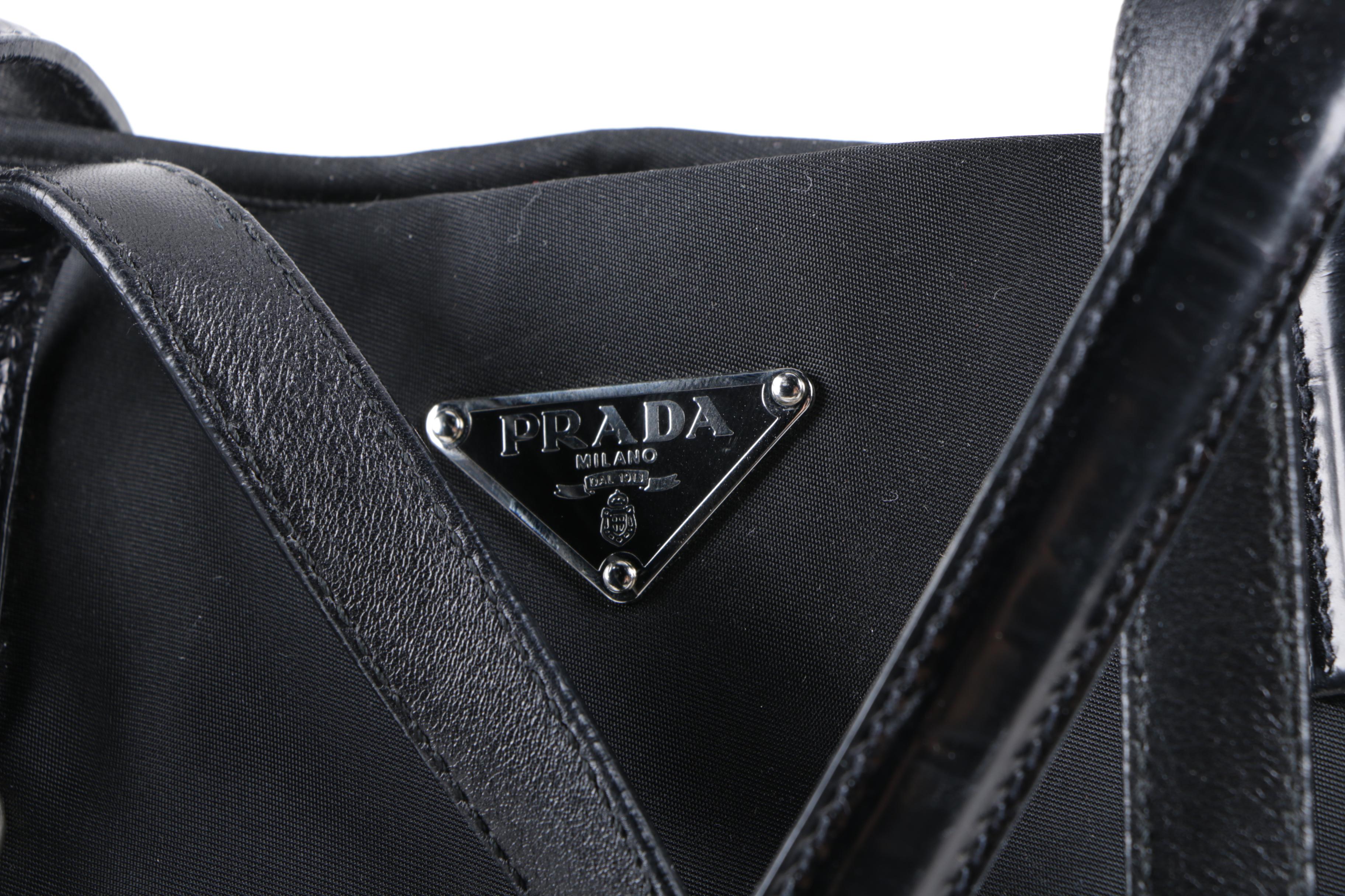 Prada Black Nylon and Leather Tote