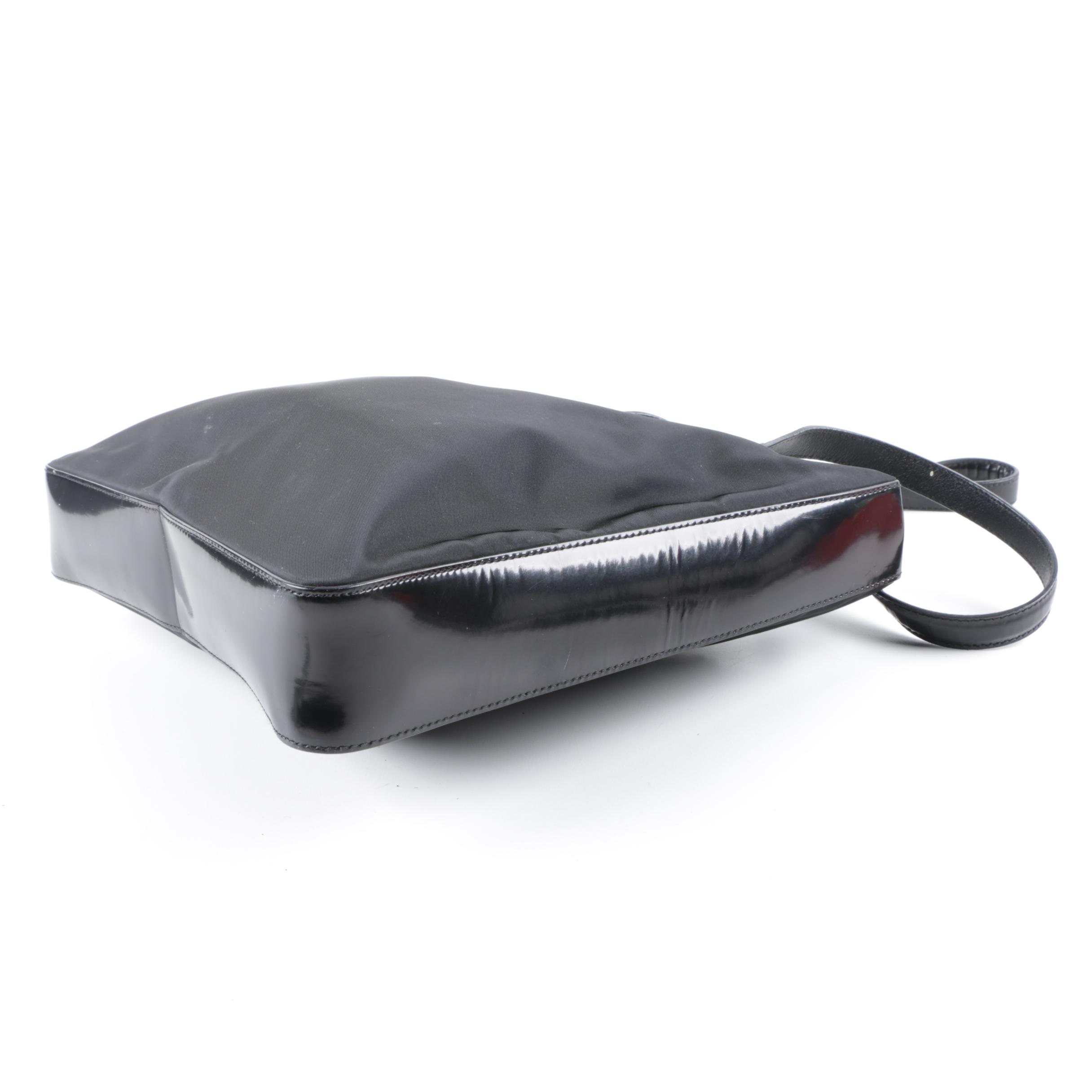 Prada Black Nylon and Leather Tote