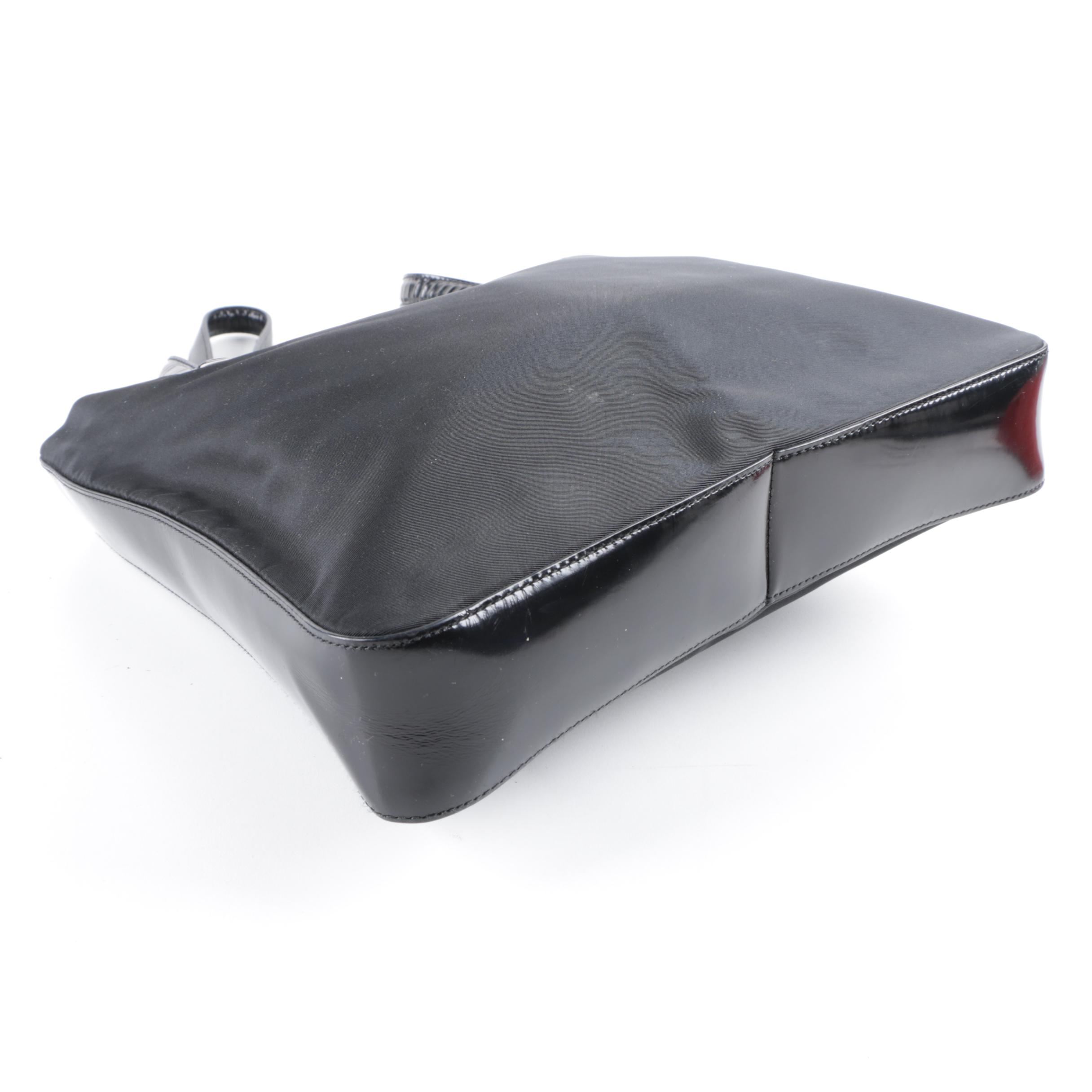 Prada Black Nylon and Leather Tote