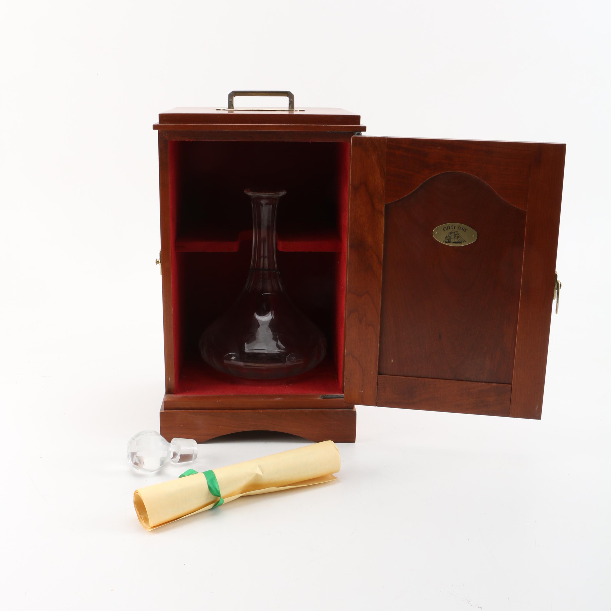 Baccarat Crystal "Cutty Sark Sea Captain's Decanter" and Wood Case