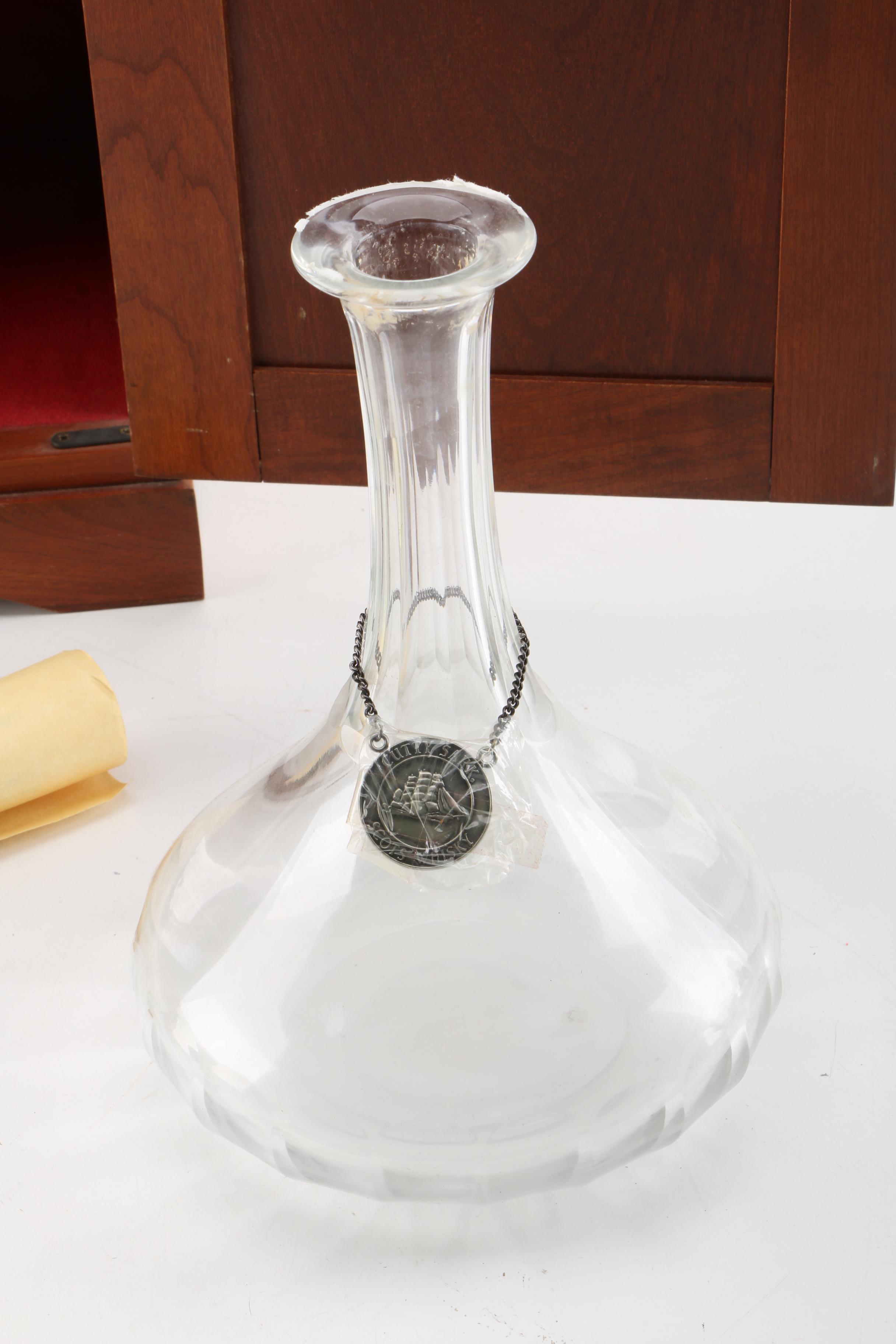 Baccarat Crystal "Cutty Sark Sea Captain's Decanter" and Wood Case