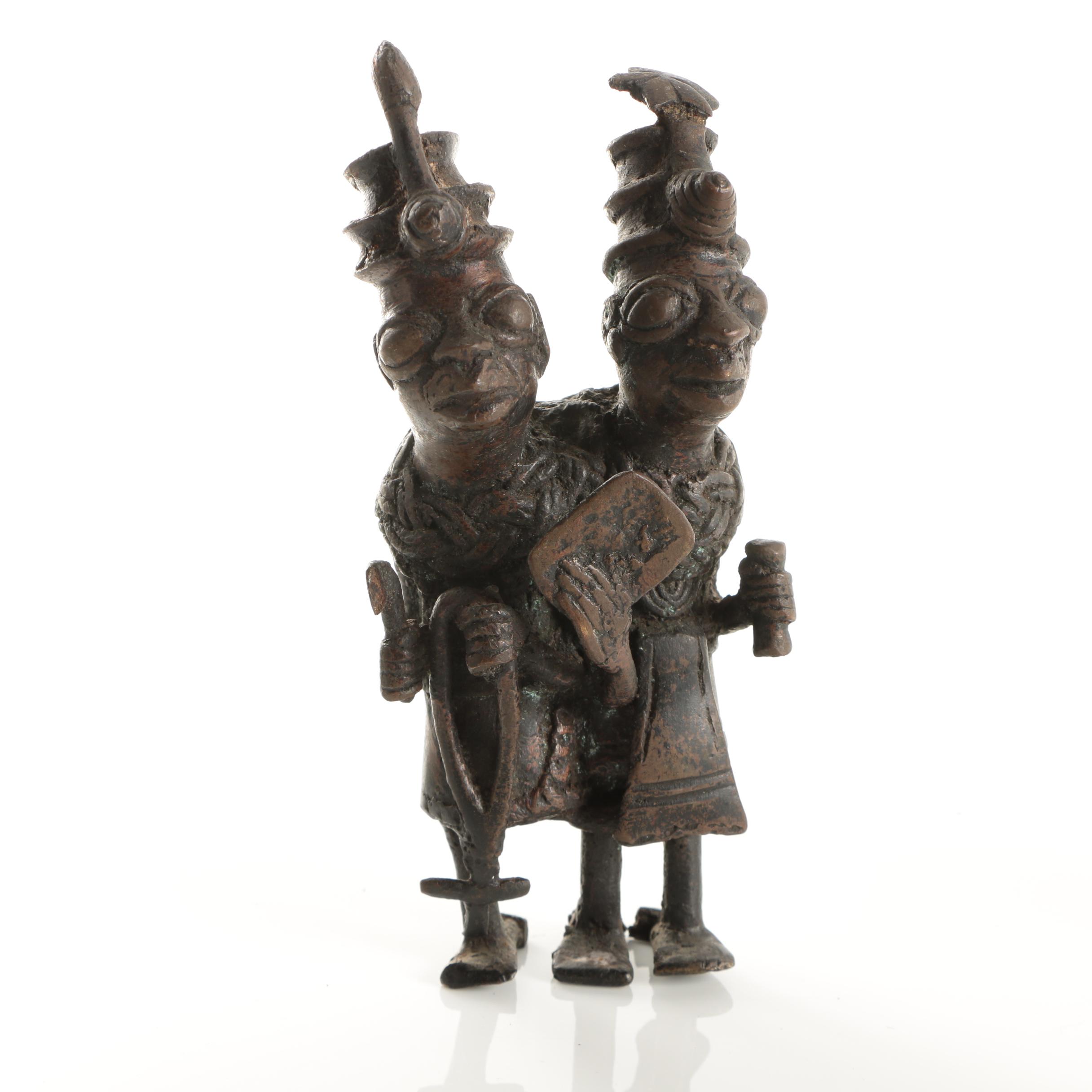 Wood and Brass African Style Sculptures