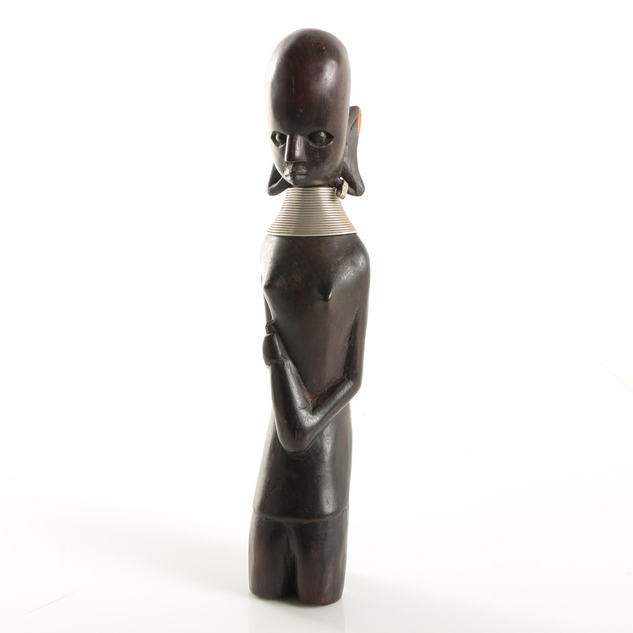 Wood and Brass African Style Sculptures