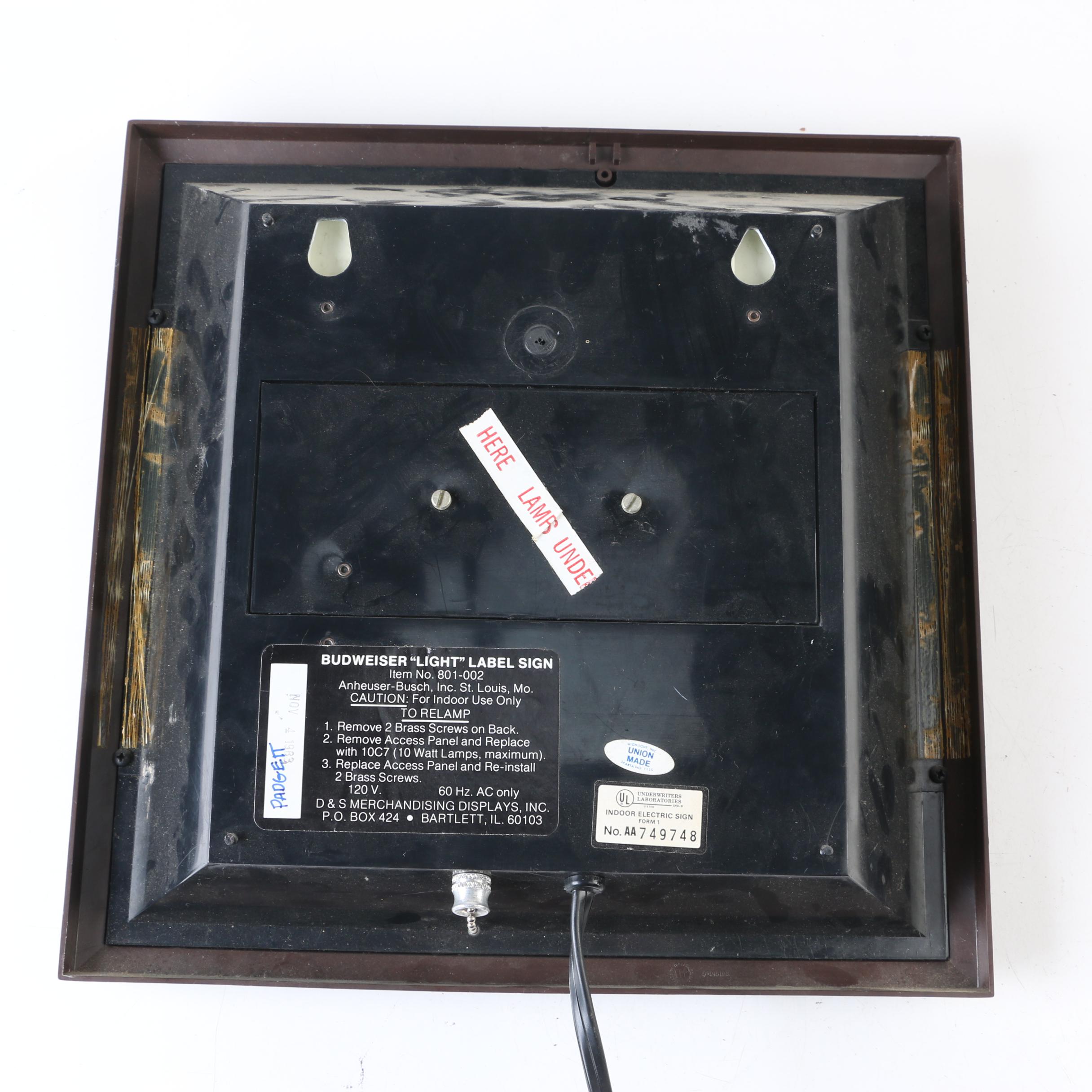 Vintage Illuminated Budweiser Wall Clock