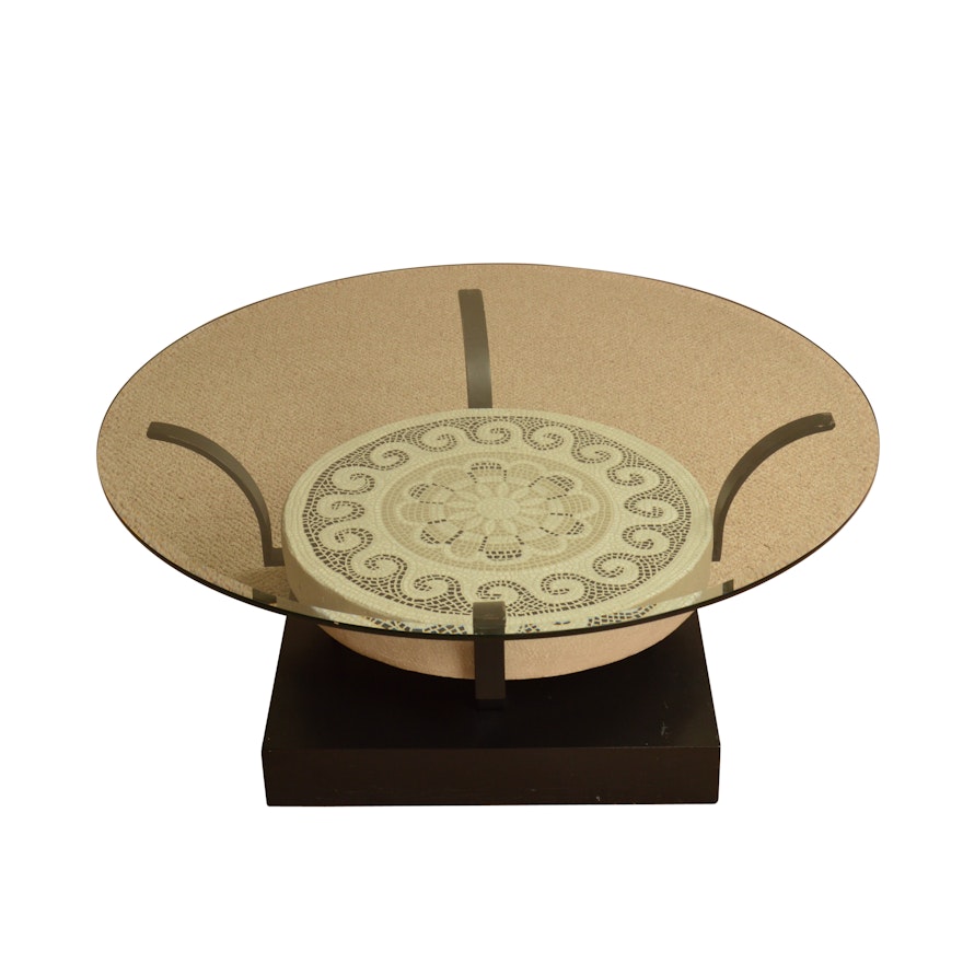 Contemporary Mosaic Coffee Table with Glass Top