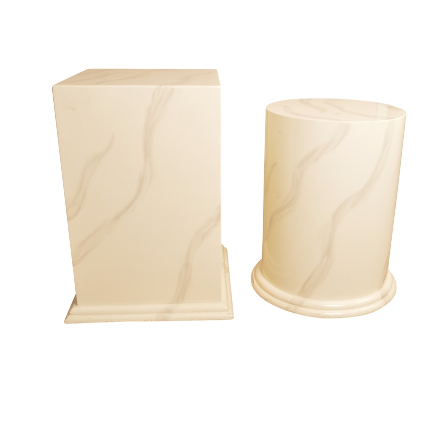 Pair of Faux Marble Pedestal Stands