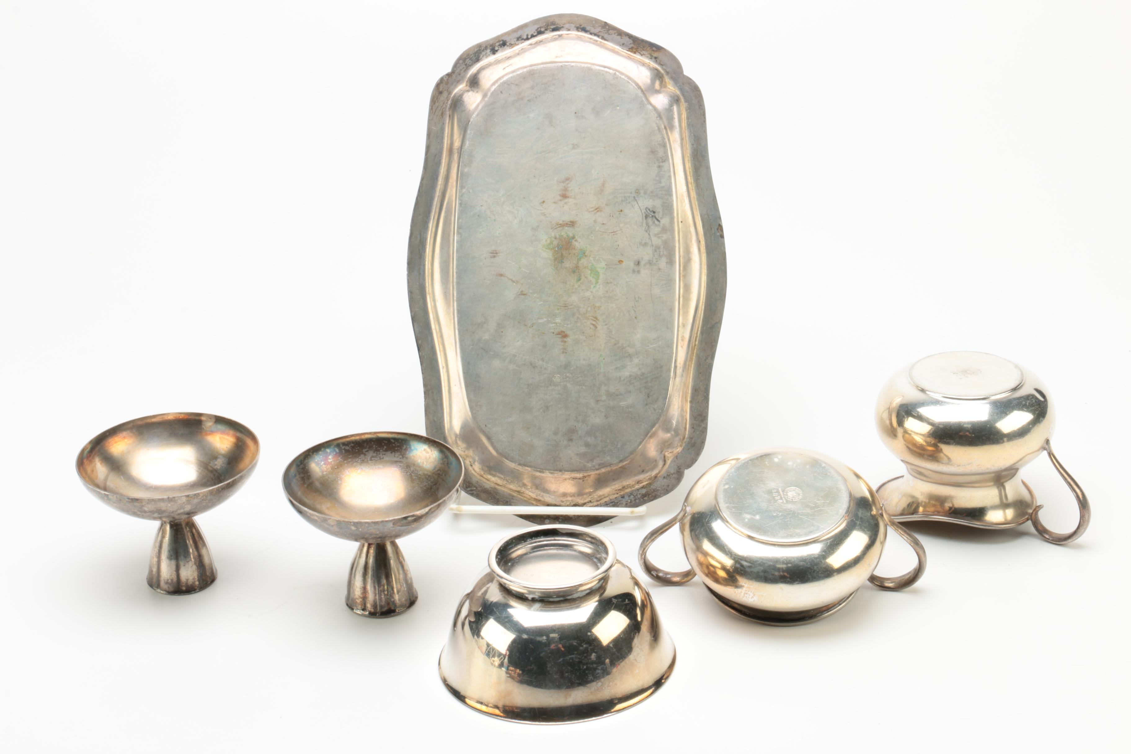 Wm A. Rogers Reproduction Paul Revere Silver Plate Bowl and Other Serveware