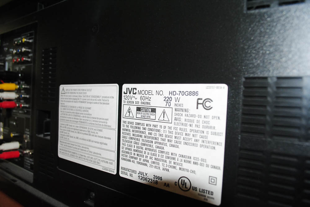 JVC 70" Television and Cabinet