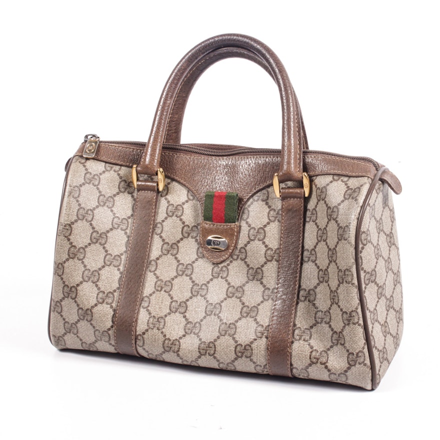 Vintage Gucci Accessory Collection Monogram Canvas Duffel Handbag