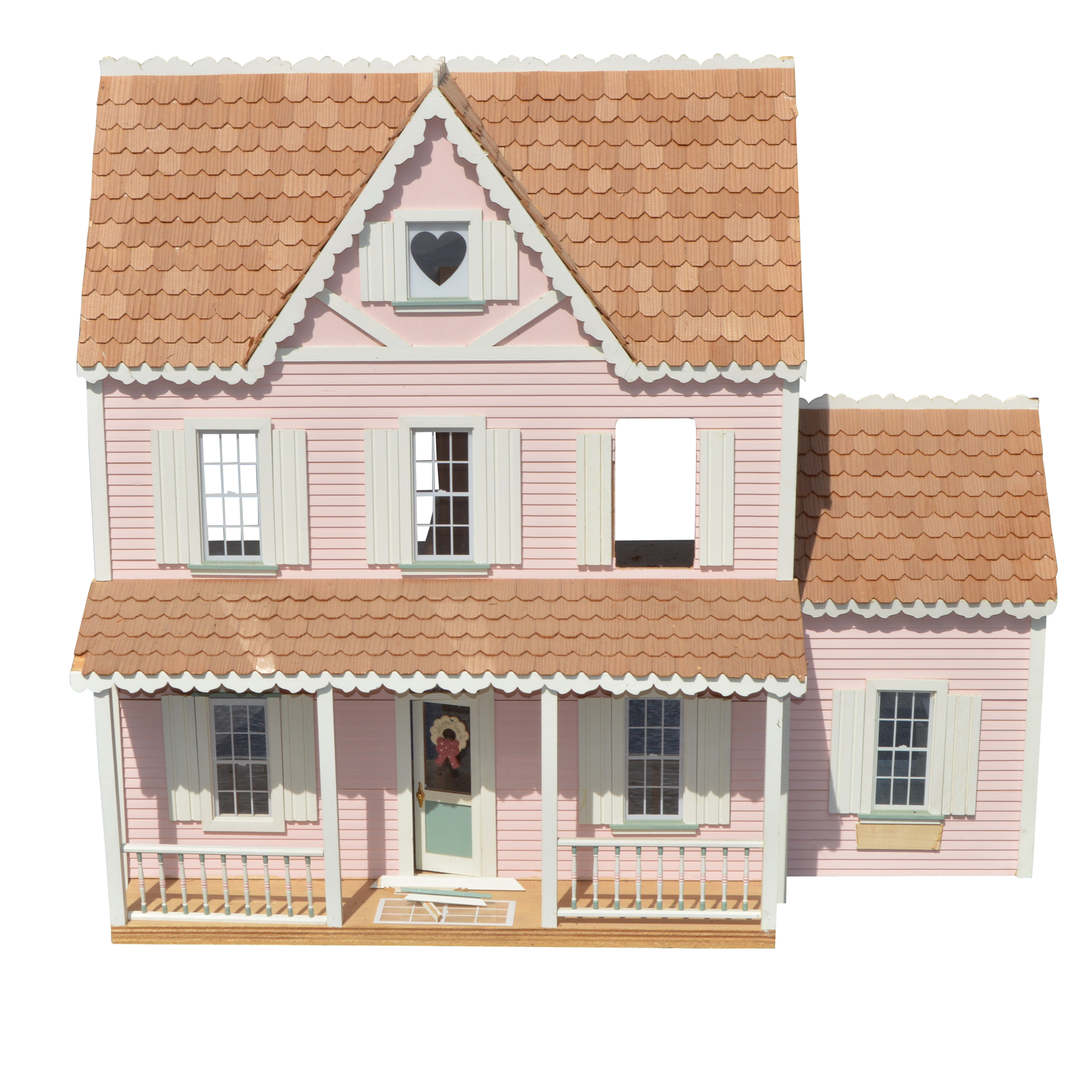 Vintage Pink Farmhouse Dollhouse and Gazebo