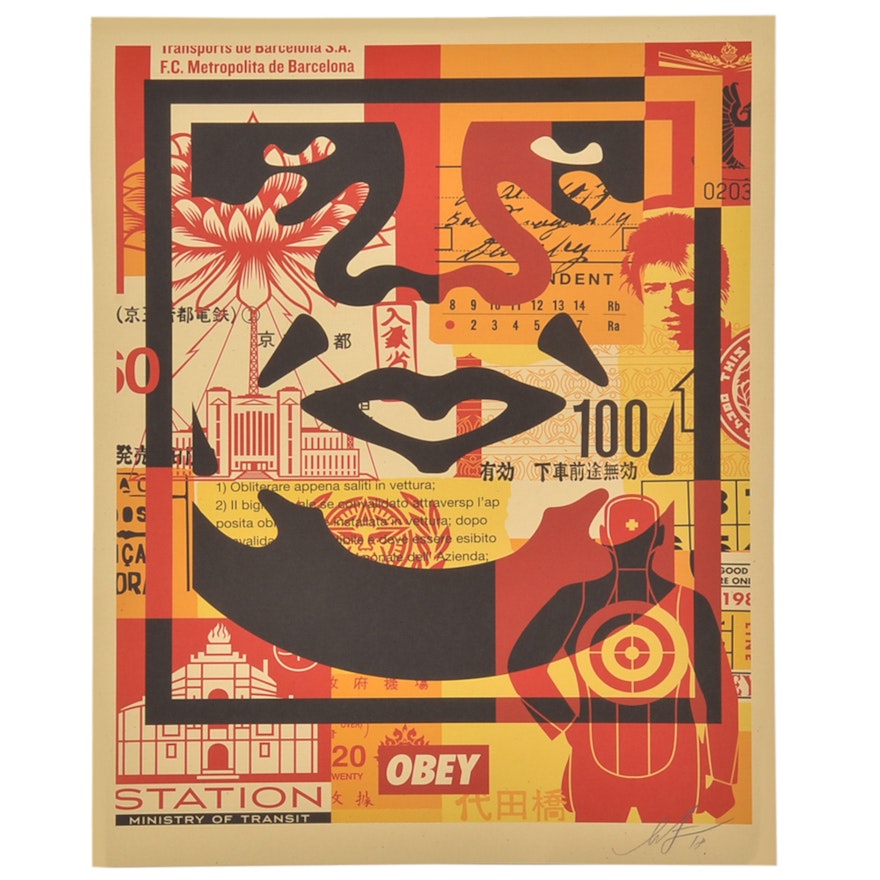 Shepard Fairey Signed Offset Print "Obey 3-Face Collage"