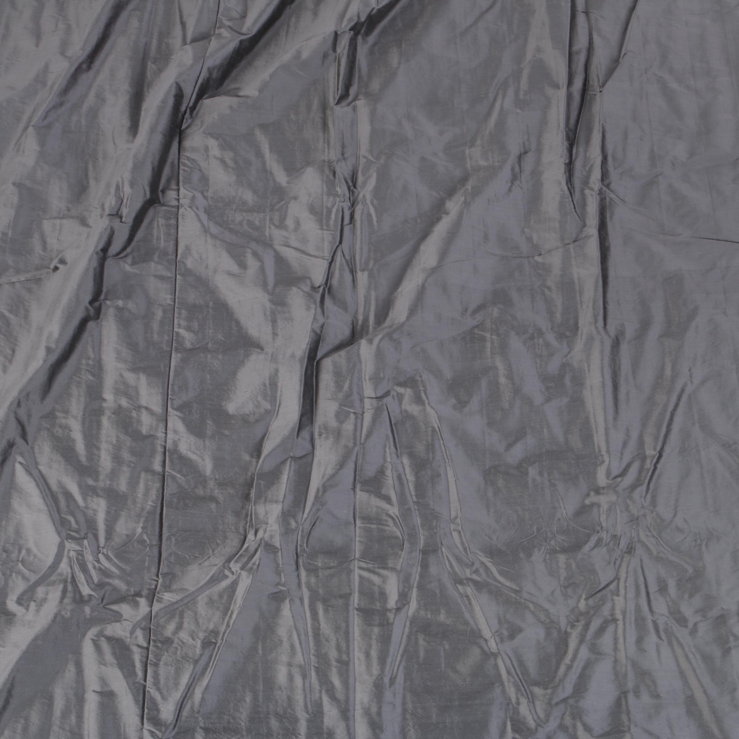 Pinch Pleated Charcoal Silk Curtain Panels