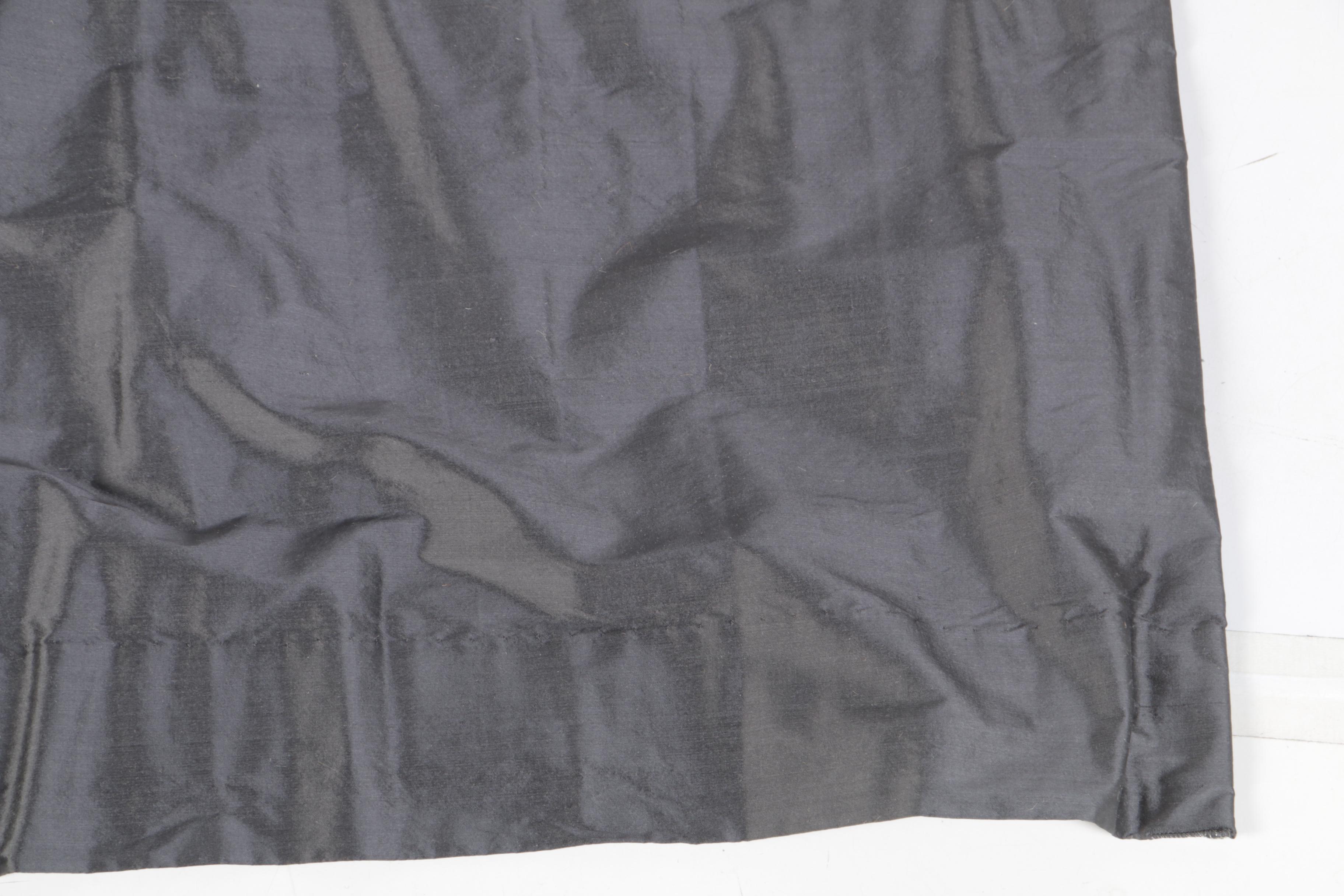 Pinch Pleated Charcoal Silk Curtain Panels