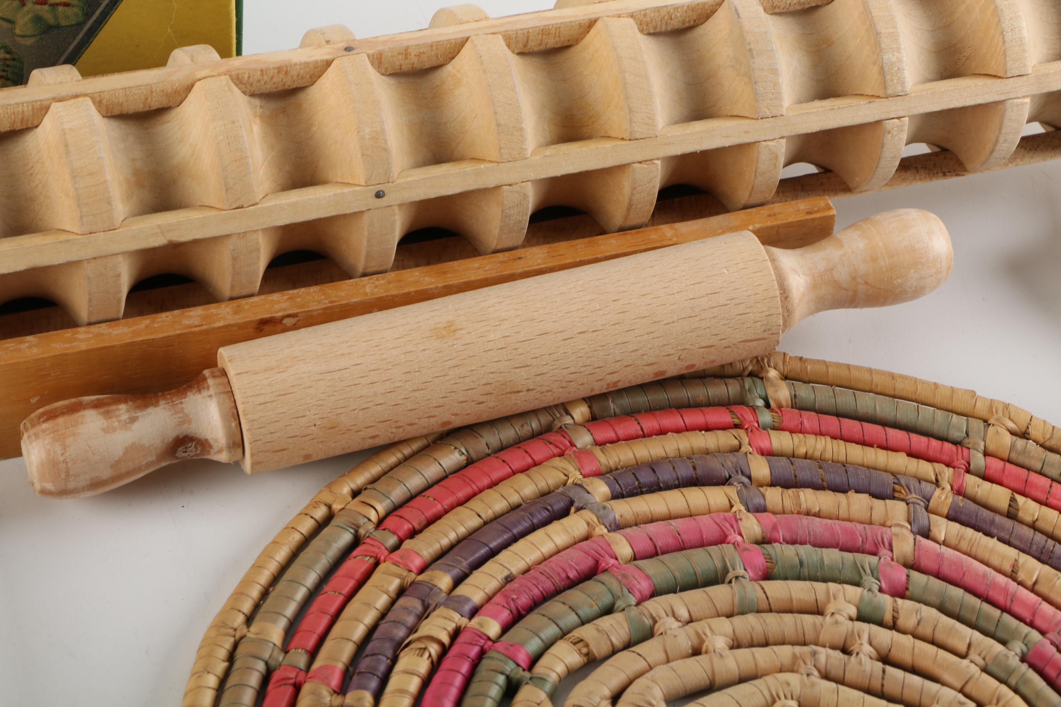 Vintage Kitchen Gadgets Including Mirro Aluminum Pastry Press