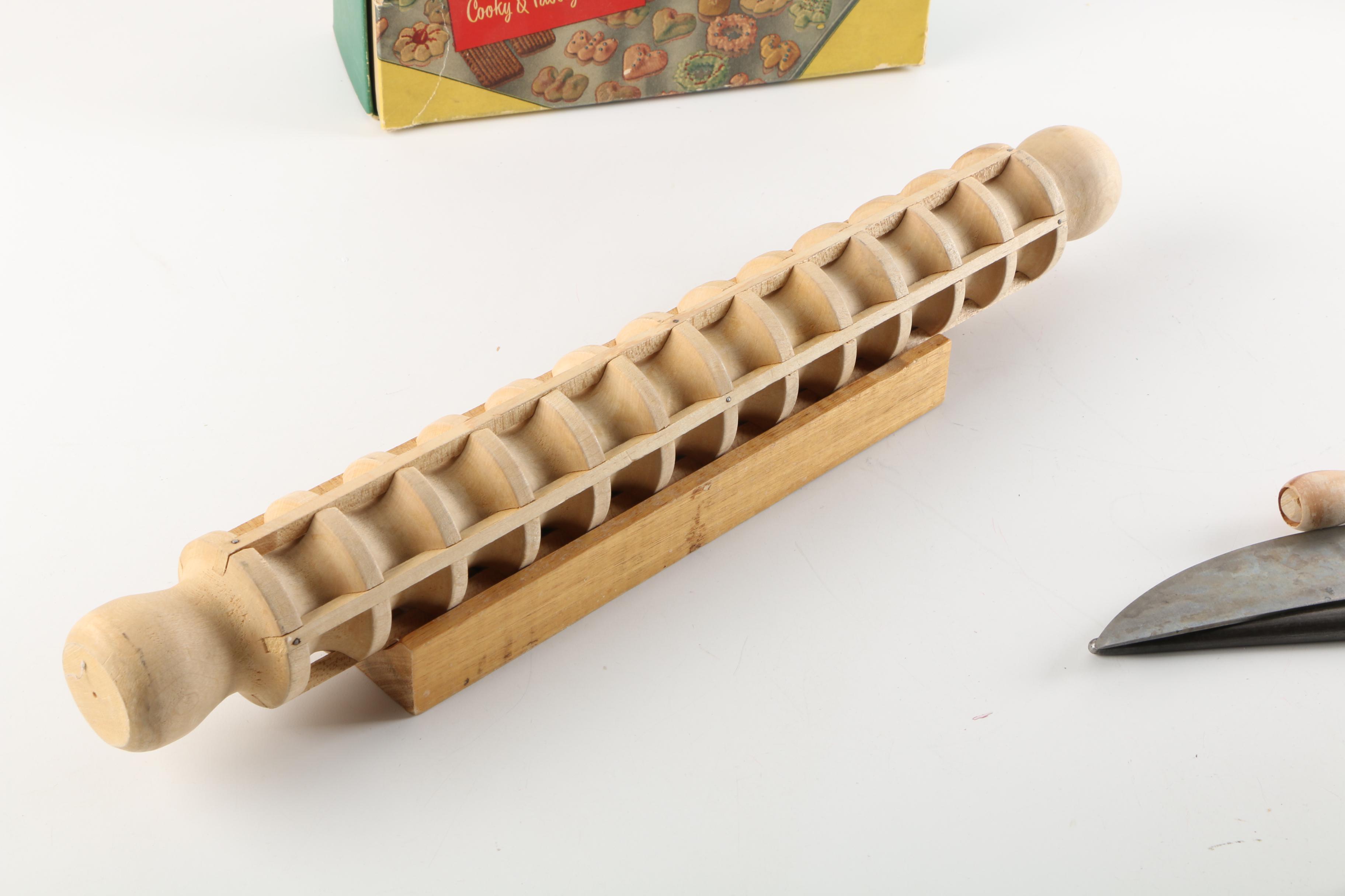 Vintage Kitchen Gadgets Including Mirro Aluminum Pastry Press