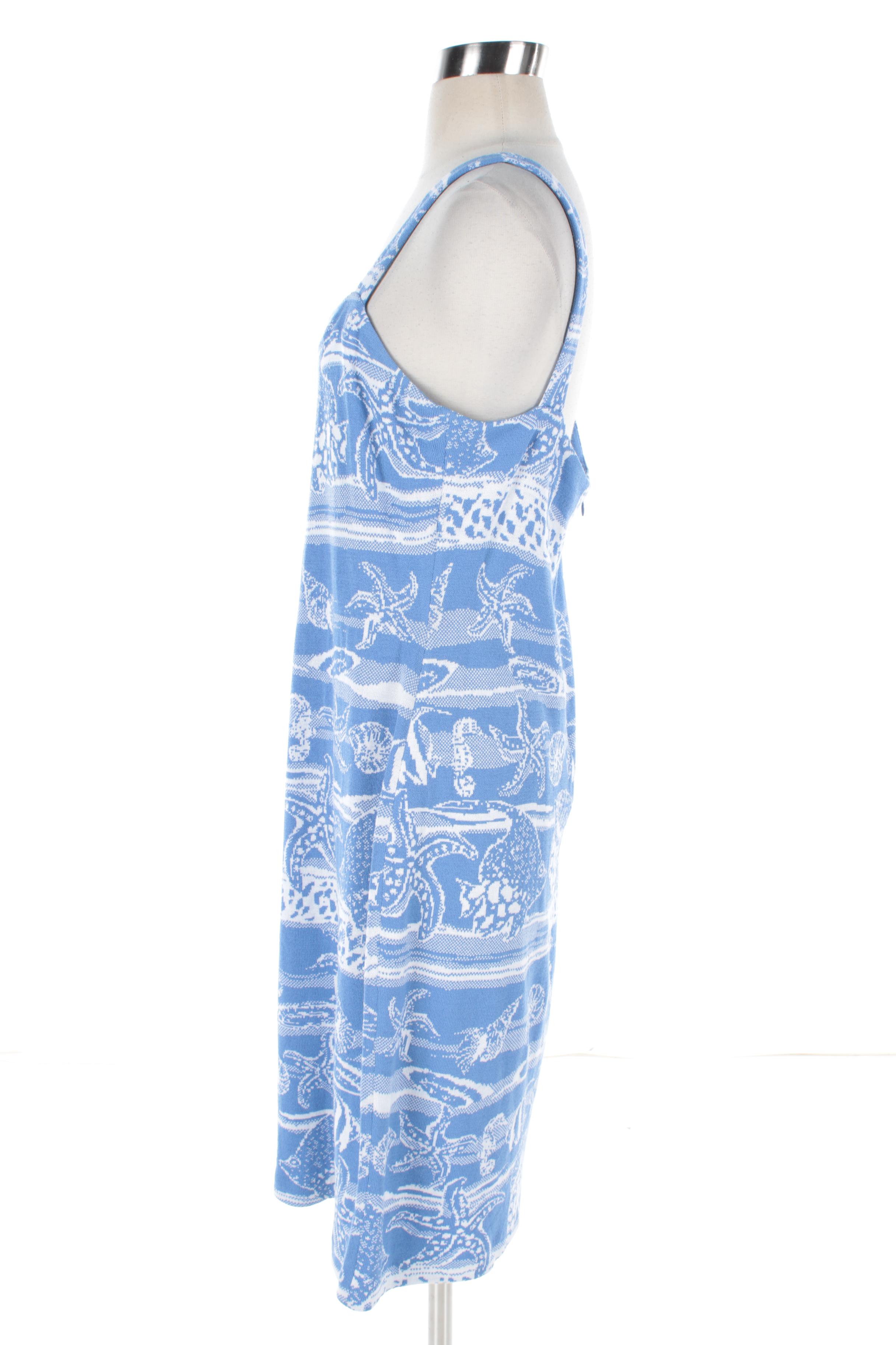 St. John Collection Light Blue and White Nautical Motif Dress Suit