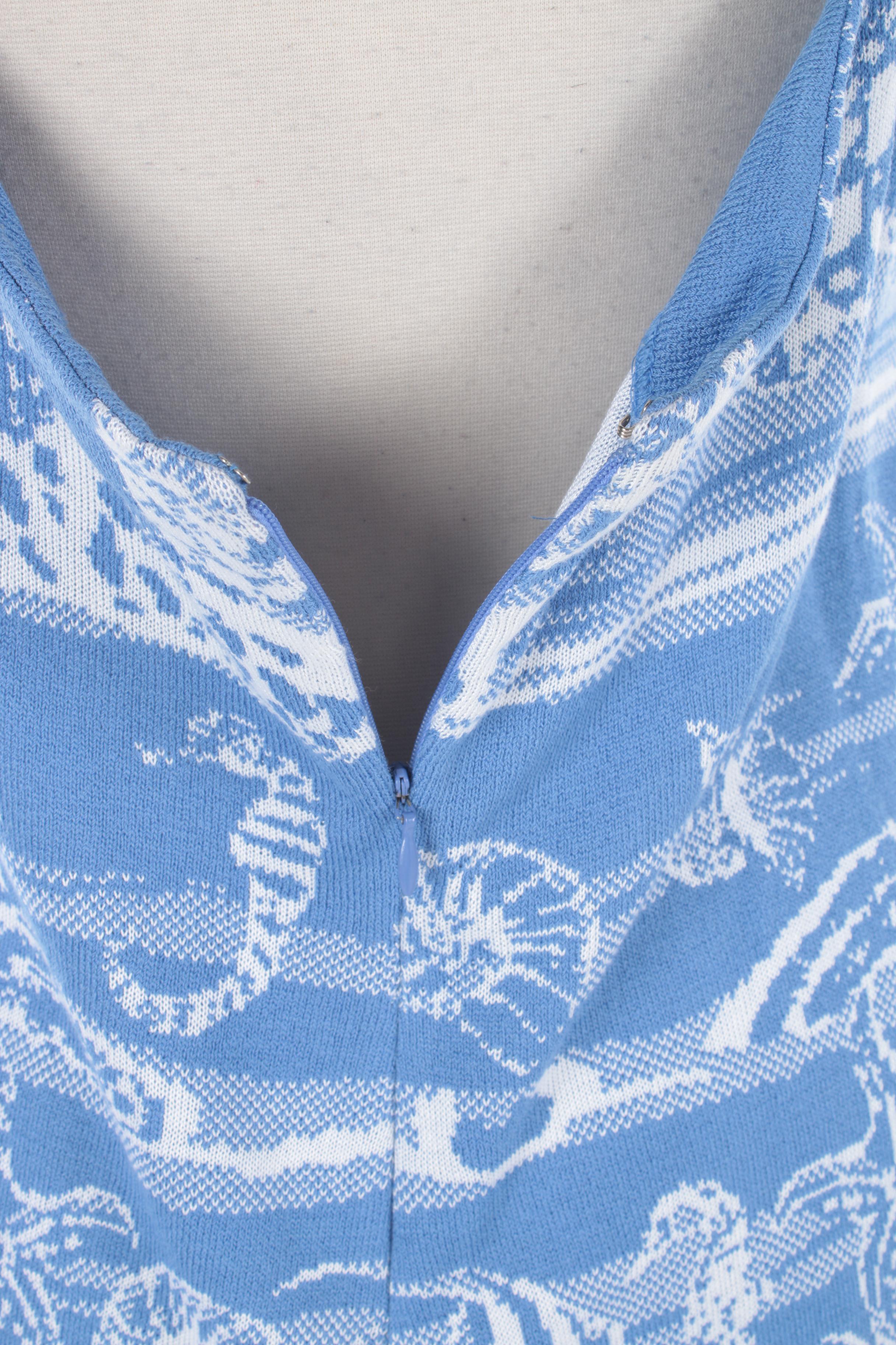 St. John Collection Light Blue and White Nautical Motif Dress Suit