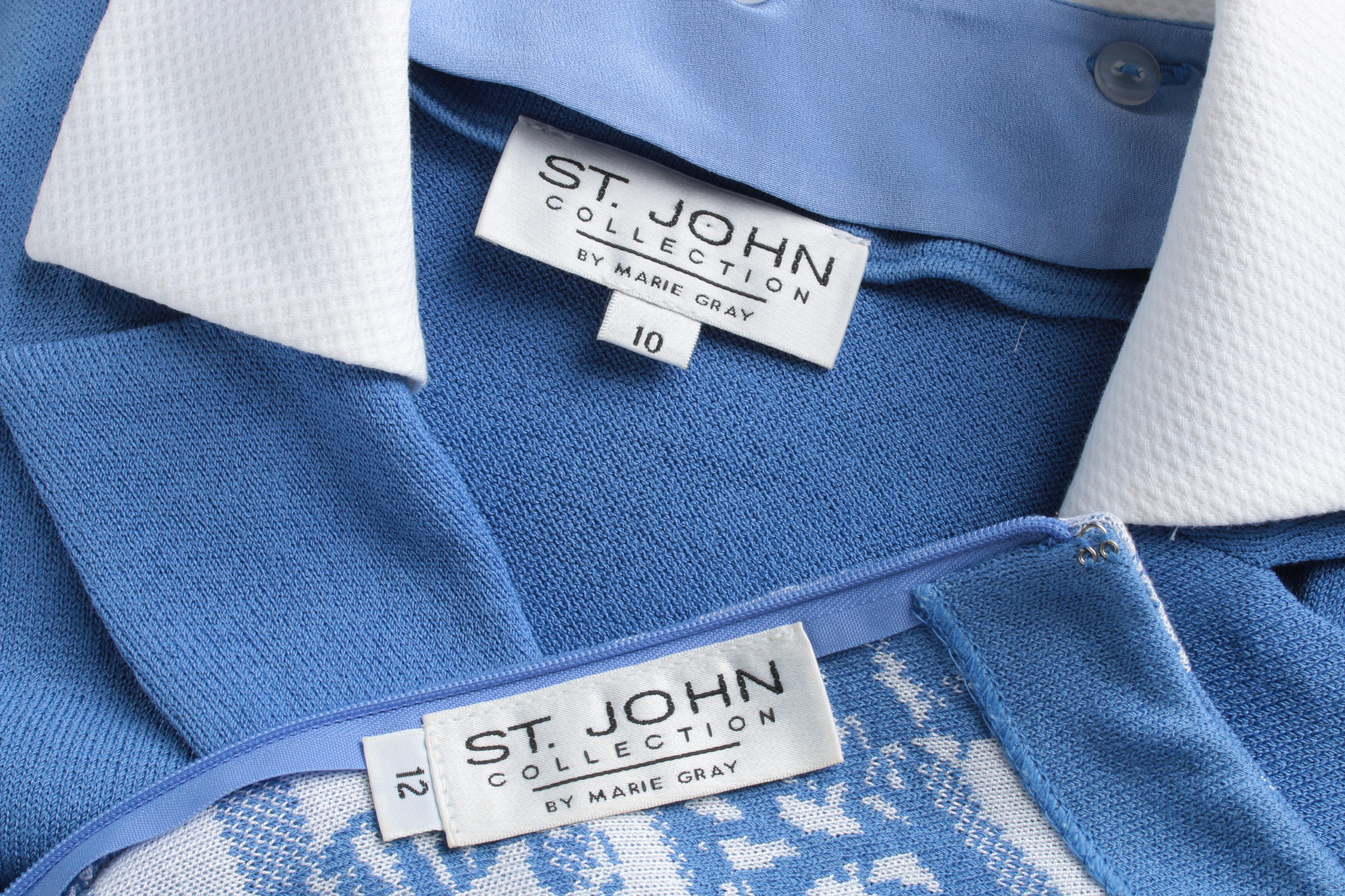 St. John Collection Light Blue and White Nautical Motif Dress Suit