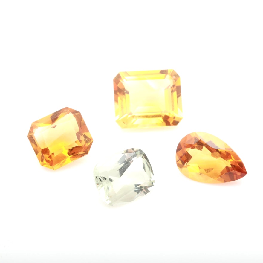 Loose Quartz Gemstones Including Citrine and Praseolite