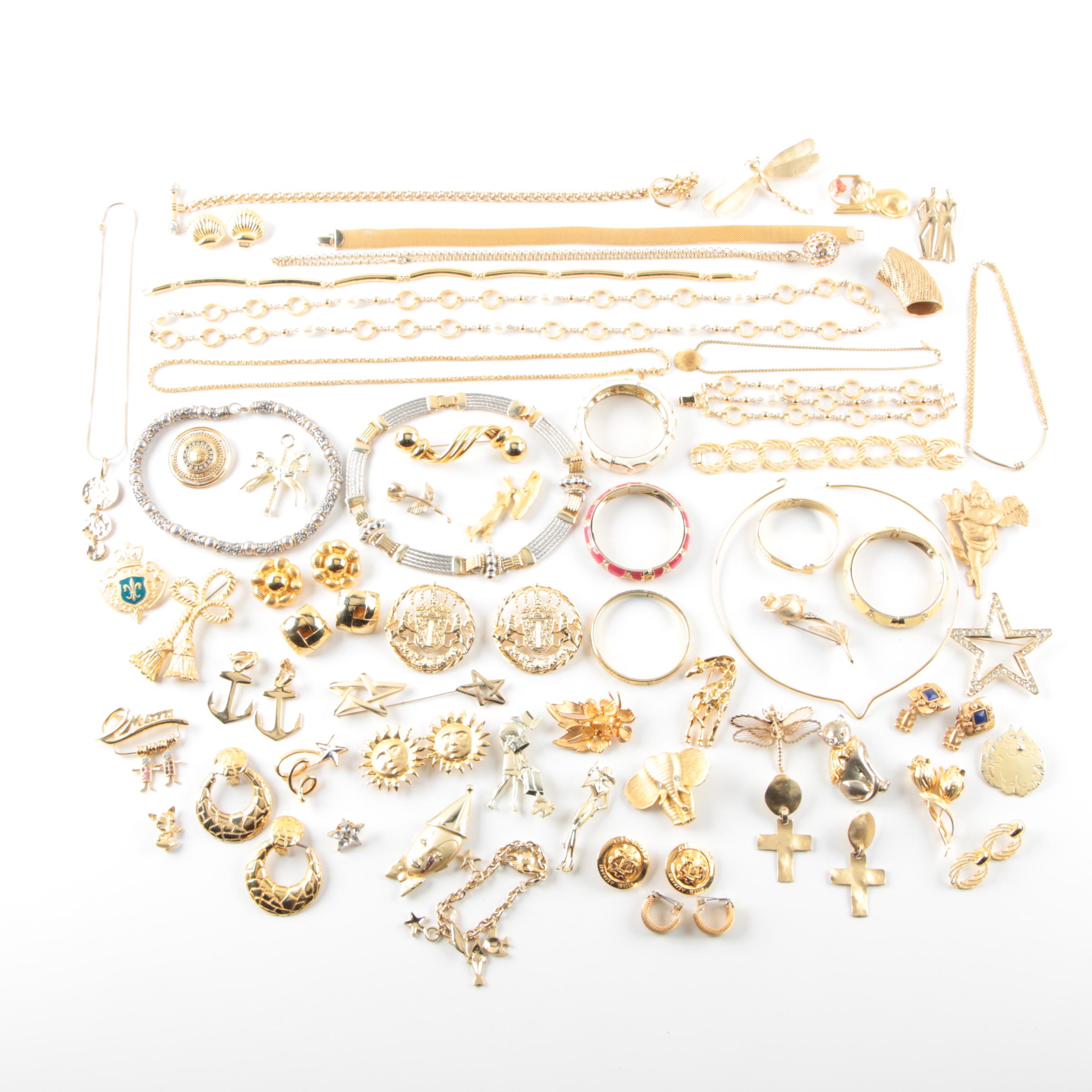 Assortment of Gold Toned Costume With Imitation Pearl Featuring Designer Pieces