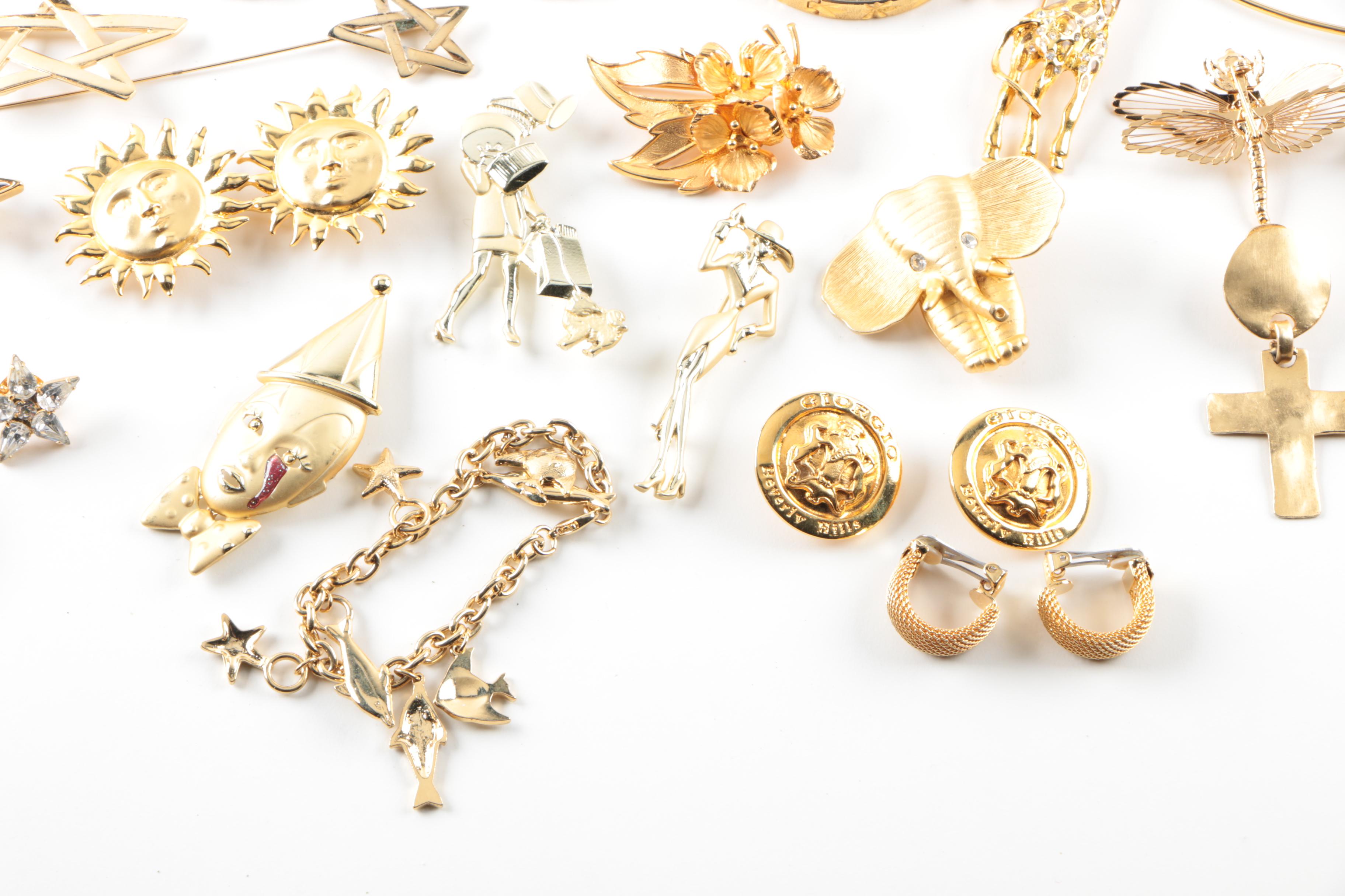 Assortment of Gold Toned Costume With Imitation Pearl Featuring Designer Pieces