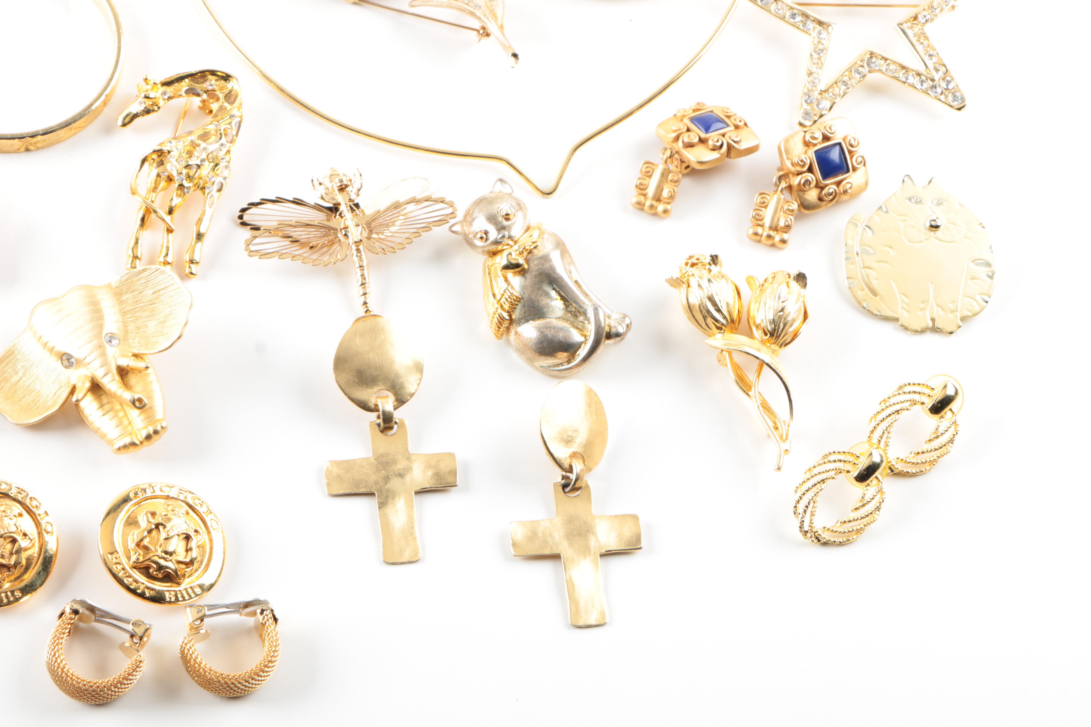 Assortment of Gold Toned Costume With Imitation Pearl Featuring Designer Pieces