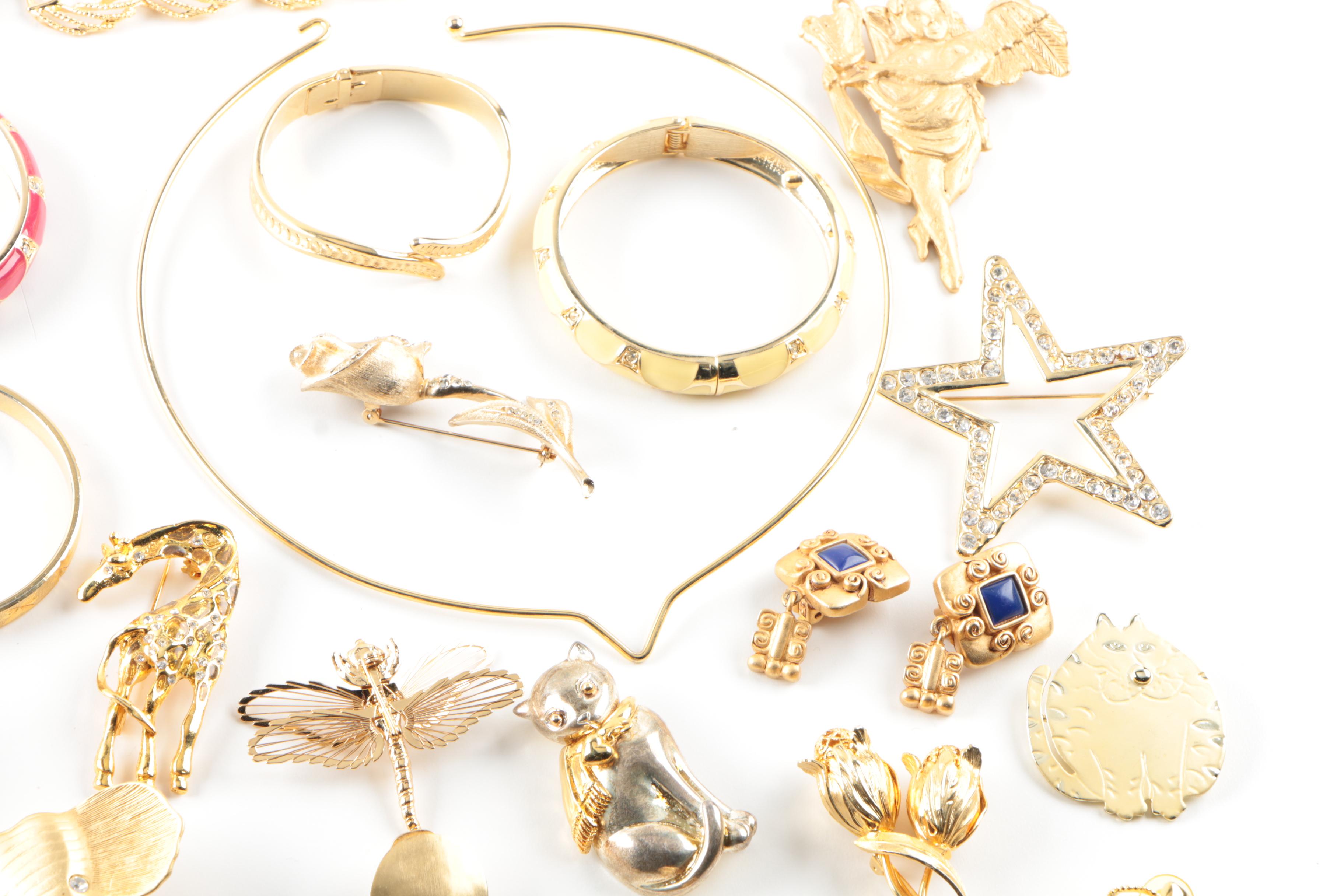 Assortment of Gold Toned Costume With Imitation Pearl Featuring Designer Pieces