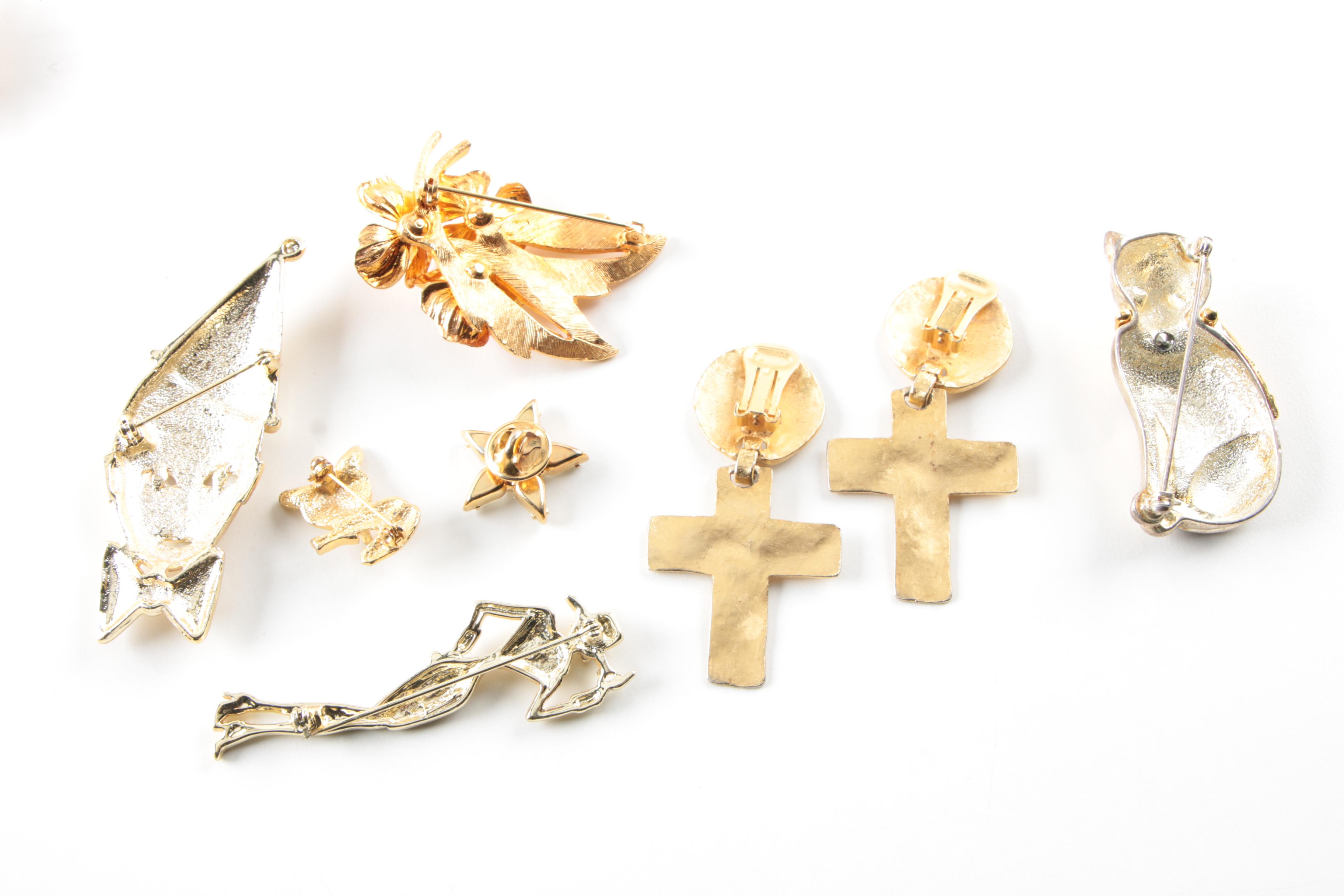 Assortment of Gold Toned Costume With Imitation Pearl Featuring Designer Pieces