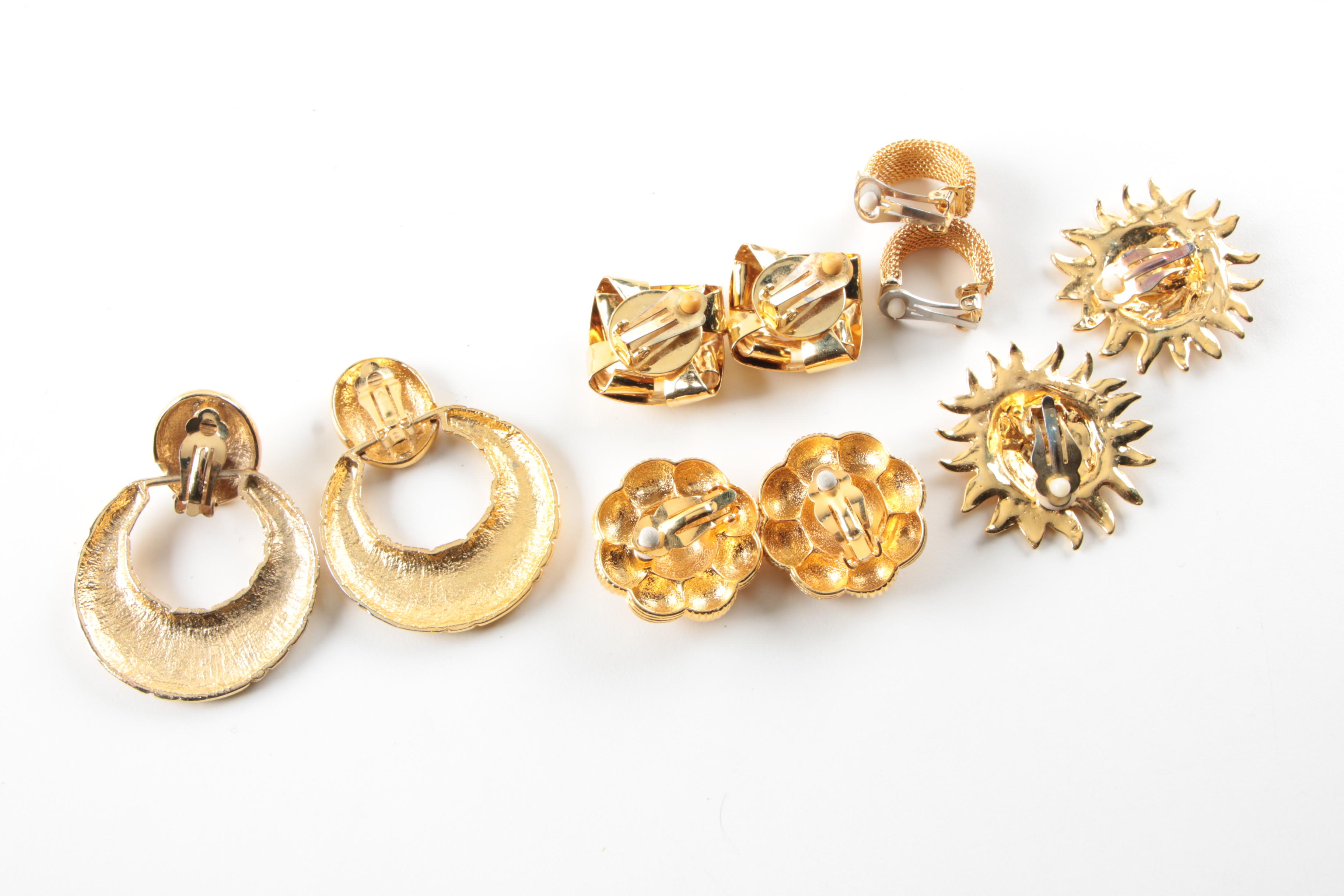 Assortment of Gold Toned Costume With Imitation Pearl Featuring Designer Pieces