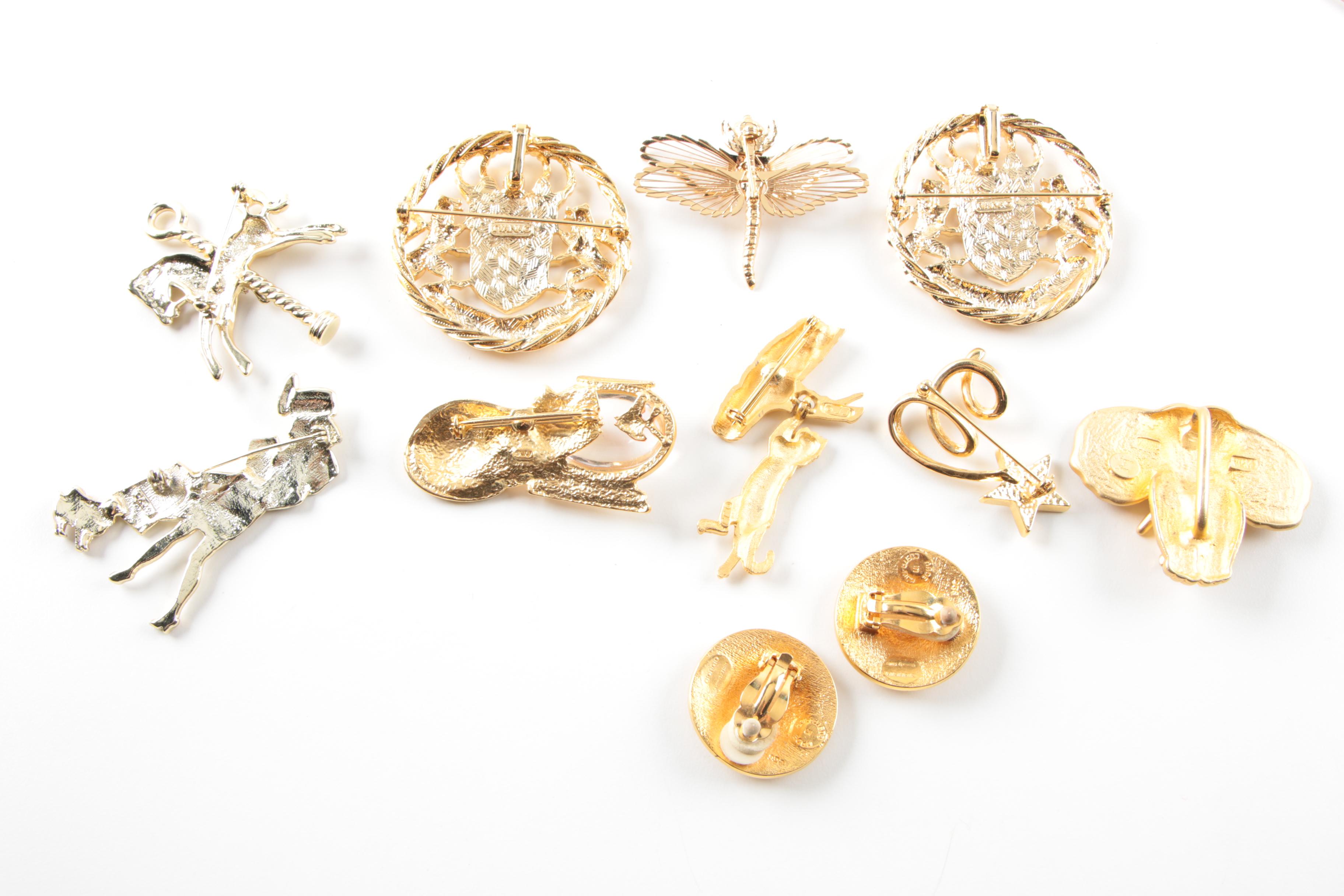 Assortment of Gold Toned Costume With Imitation Pearl Featuring Designer Pieces