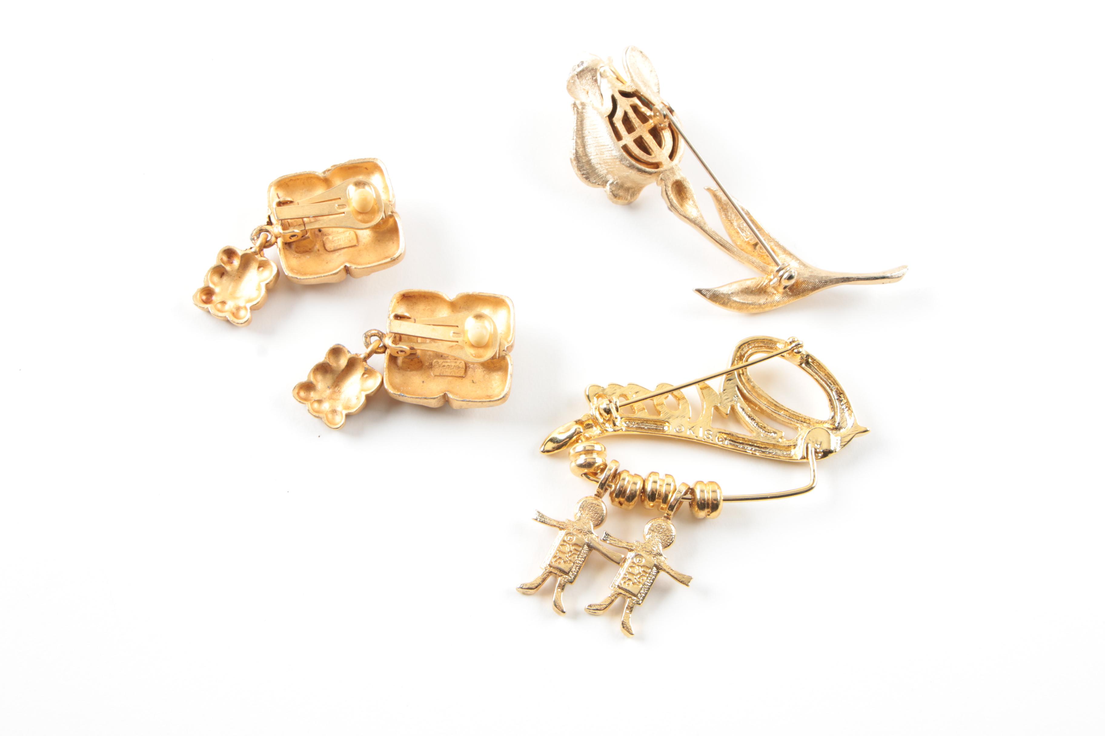 Assortment of Gold Toned Costume With Imitation Pearl Featuring Designer Pieces