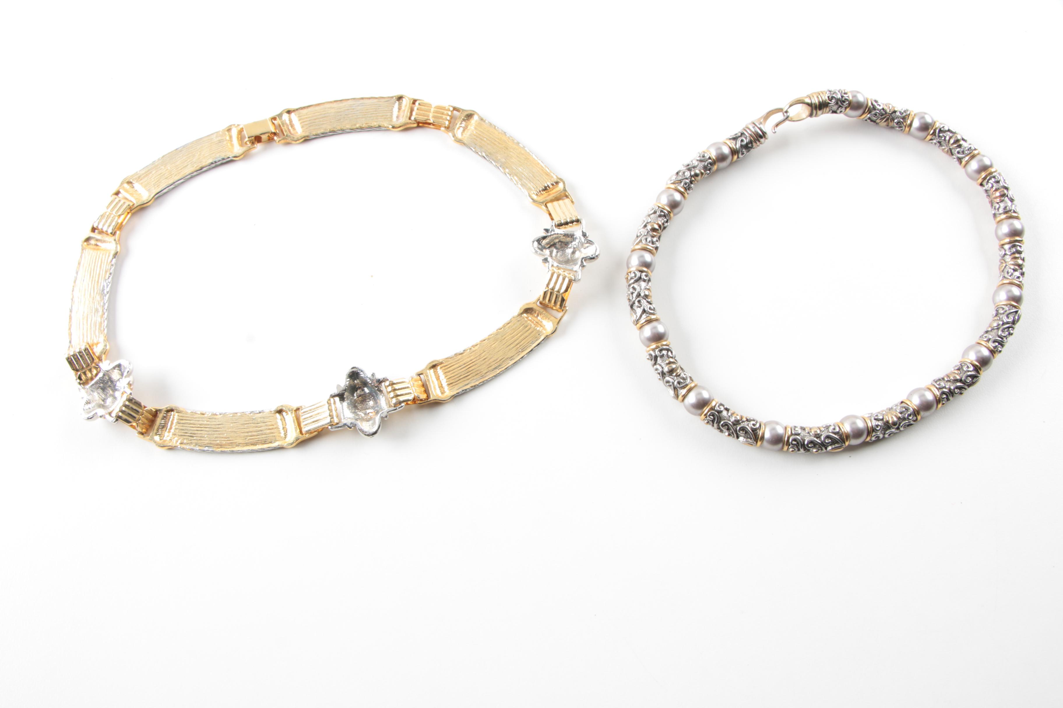 Assortment of Gold Toned Costume With Imitation Pearl Featuring Designer Pieces