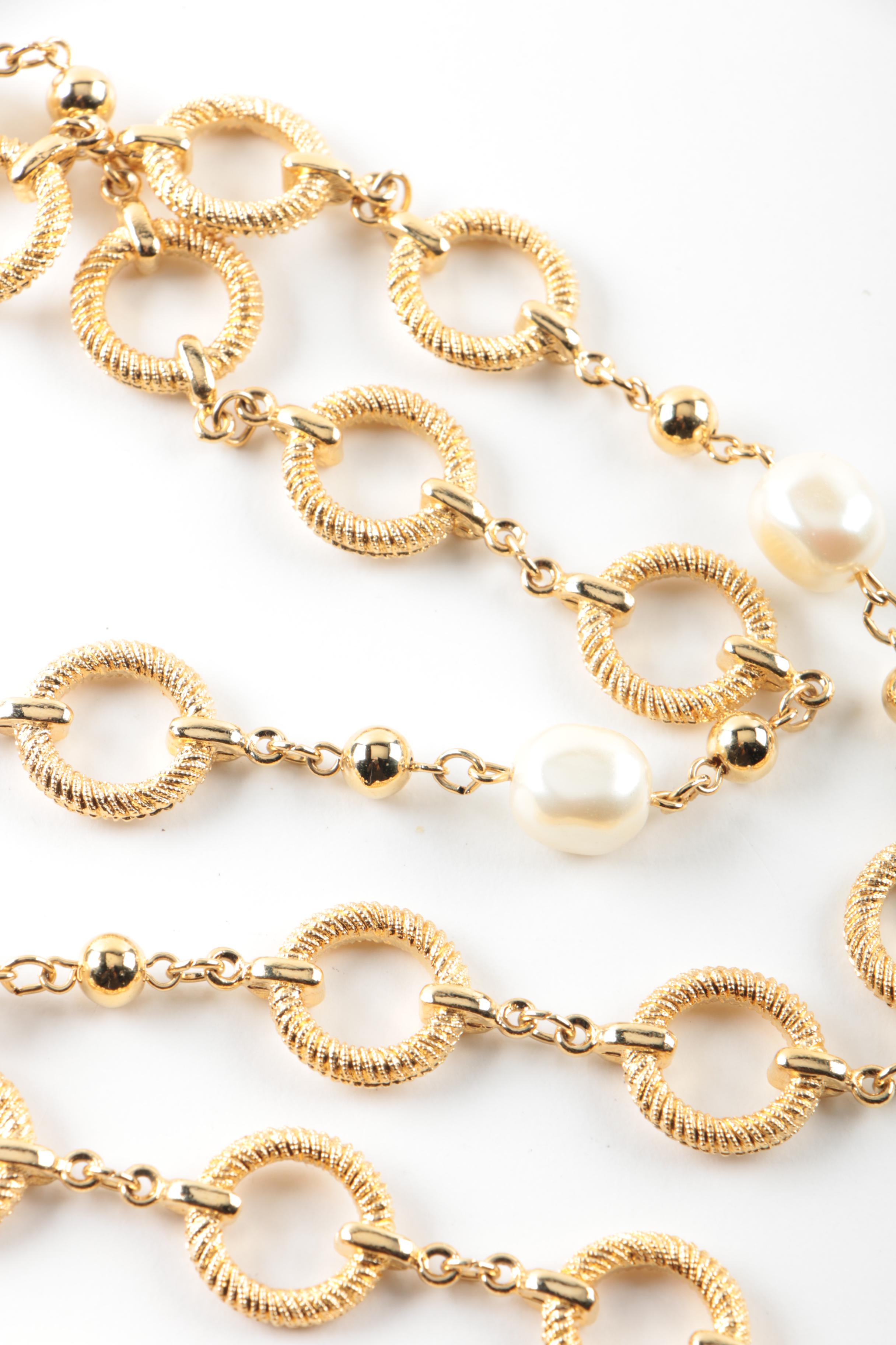 Assortment of Gold Toned Costume With Imitation Pearl Featuring Designer Pieces