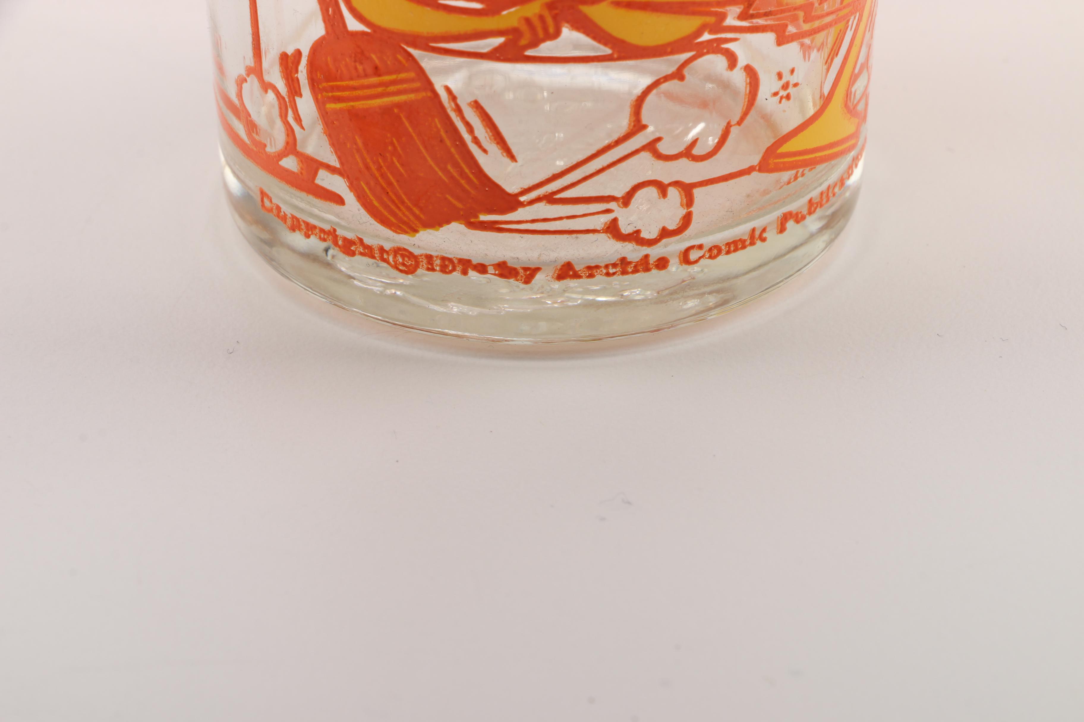 Vintage Cartoon Juice Glasses Including Archie Comics and Warner Brothers