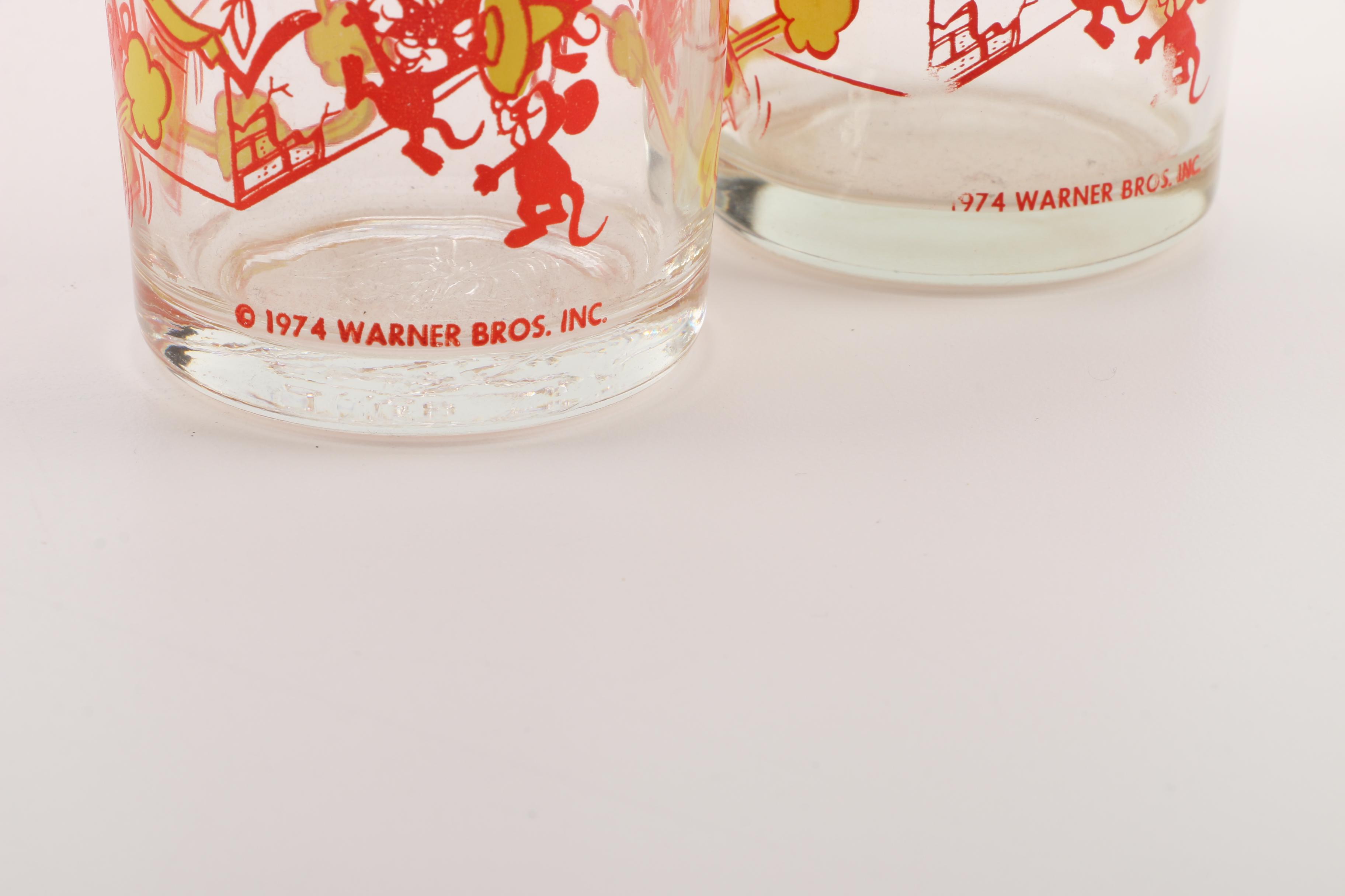 Vintage Cartoon Juice Glasses Including Archie Comics and Warner Brothers