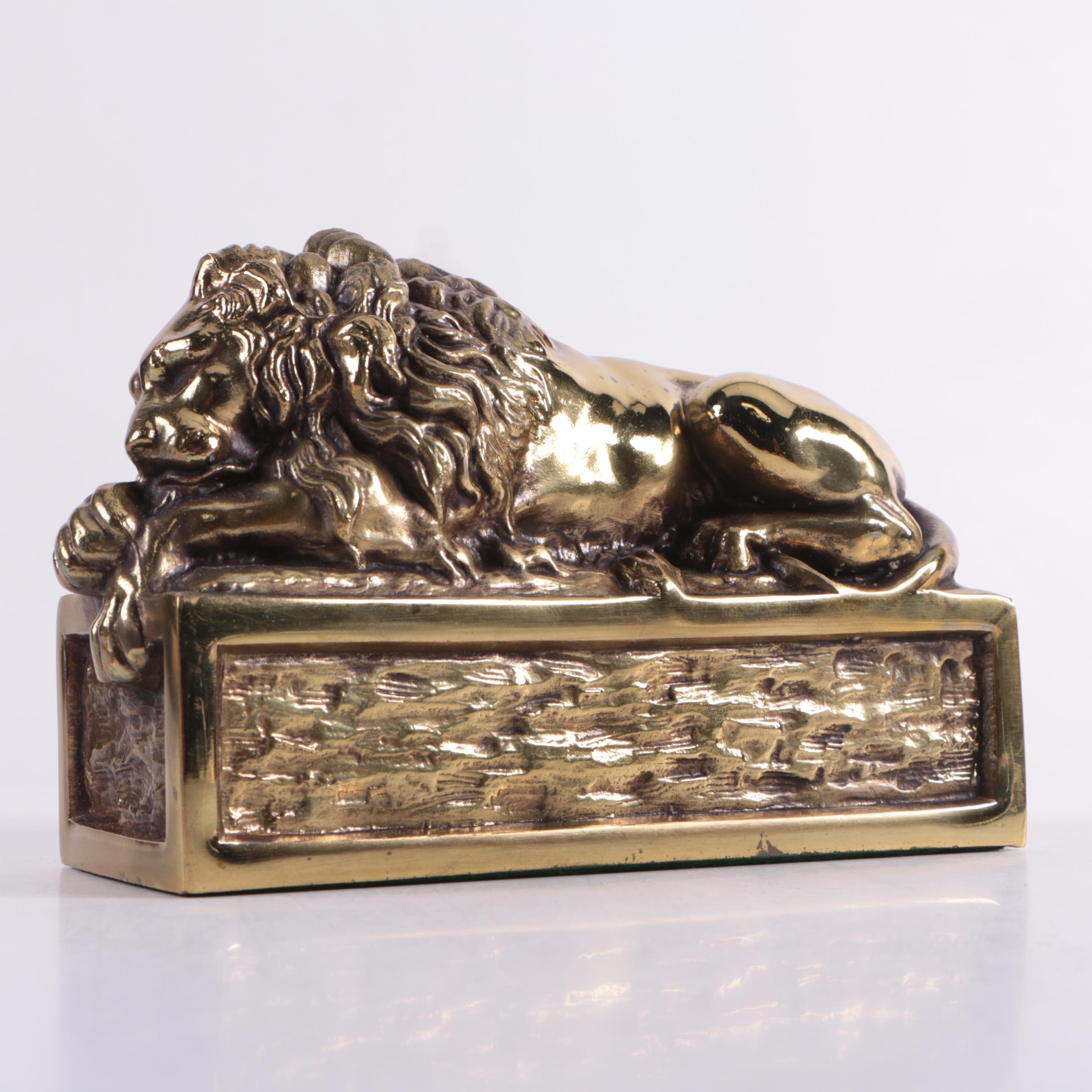 Metal Recumbent Lion Bookends