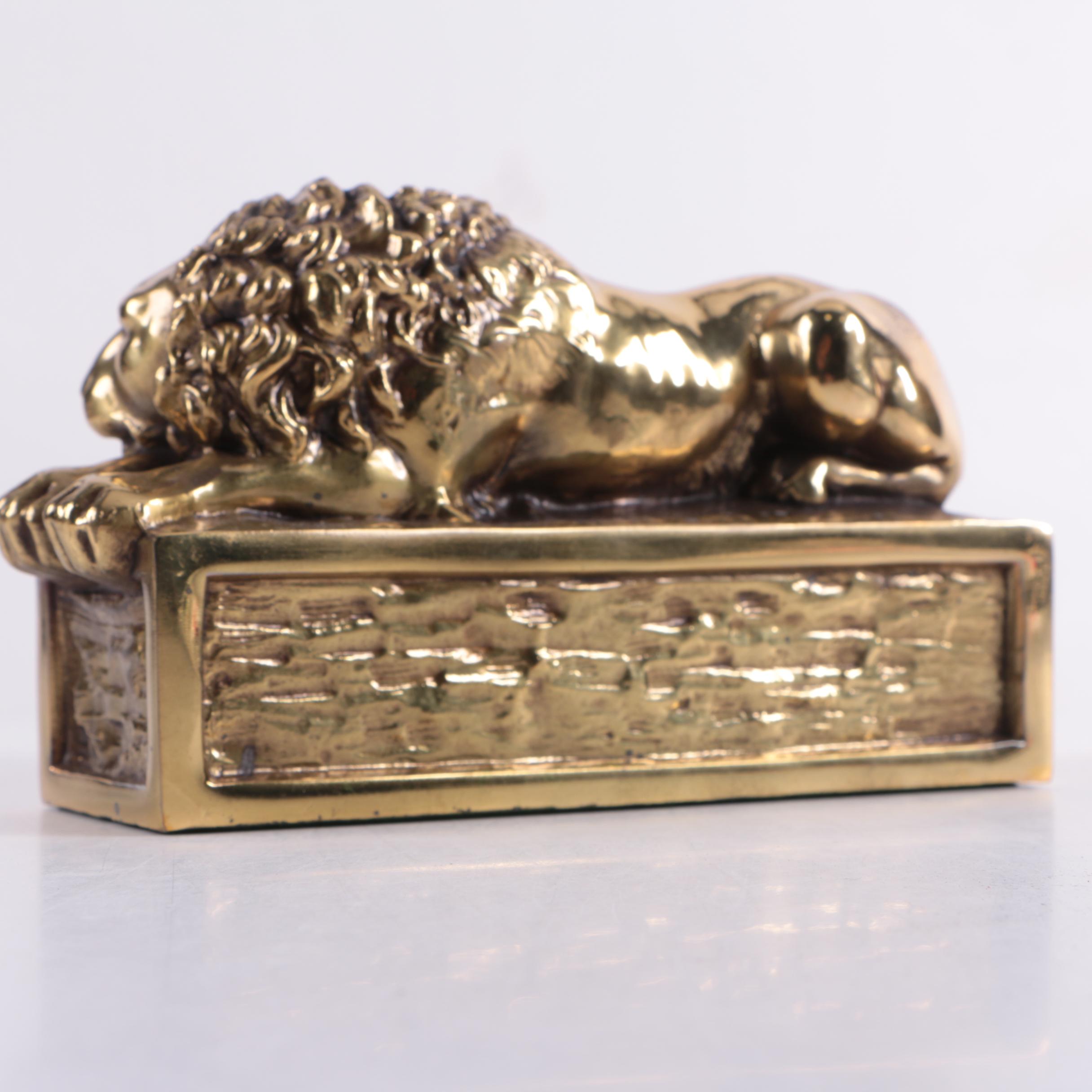 Metal Recumbent Lion Bookends