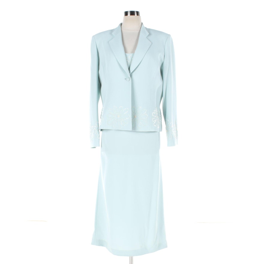 Armani Collezioni Three-Piece Suit in Beaded Light Blue Silk Crepe