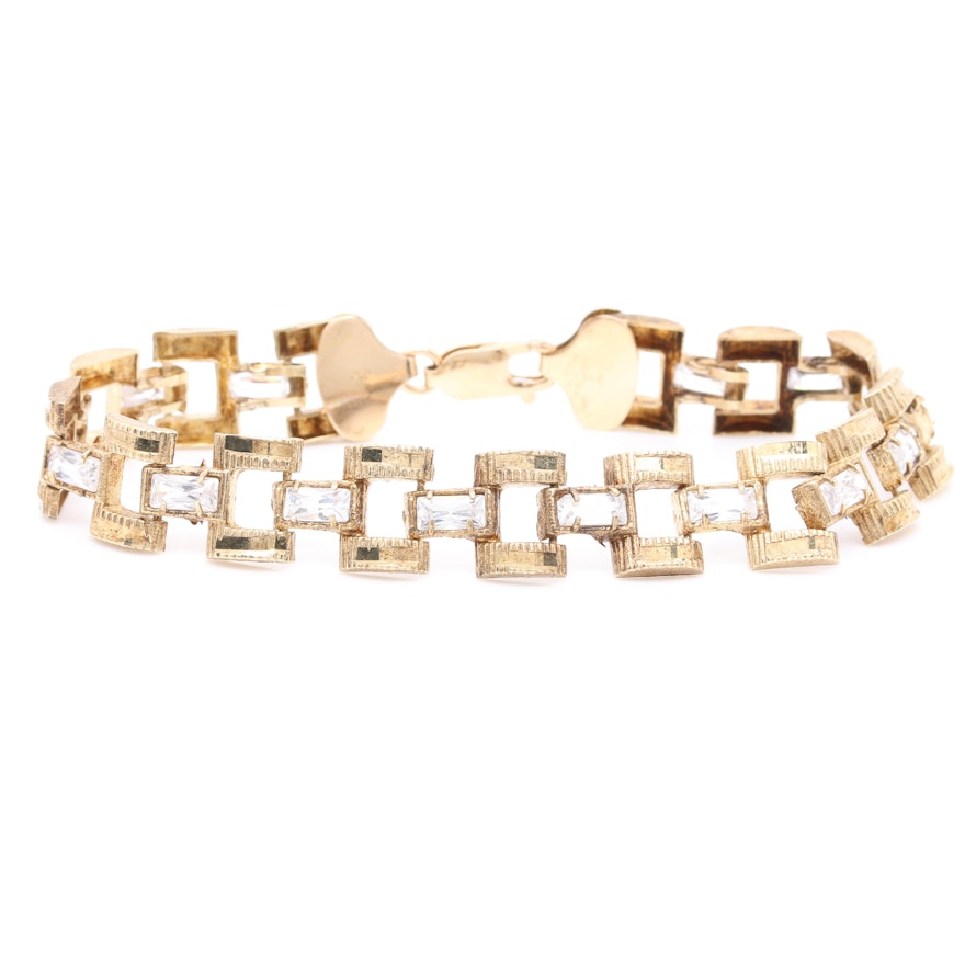 10K and 14K Yellow Gold Cubic Zirconia Bracelet