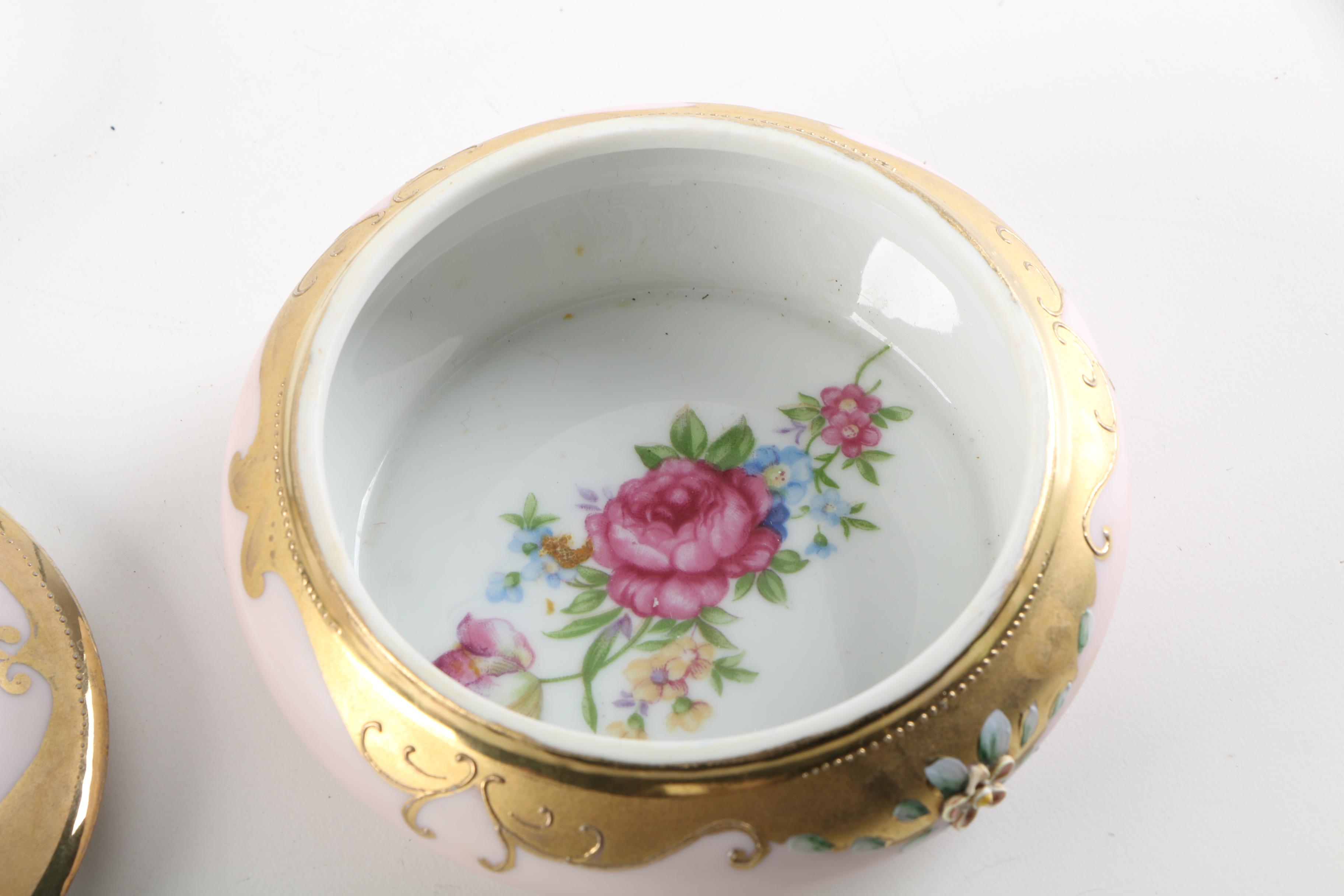 Vintage Vanity Accessories Including Ardalt Porcelain