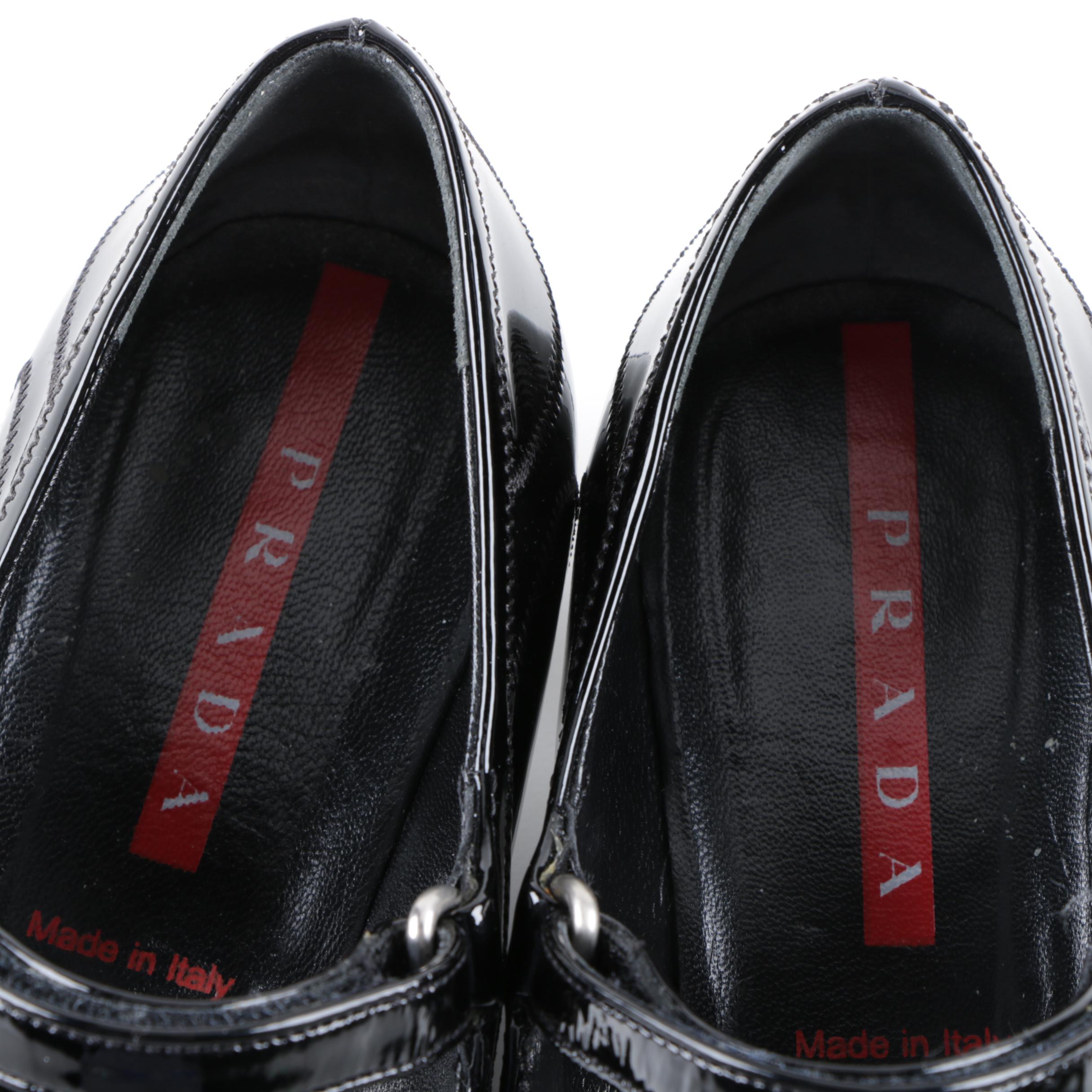 Prada Black Leather Kitten Heel Mules and Mary Janes